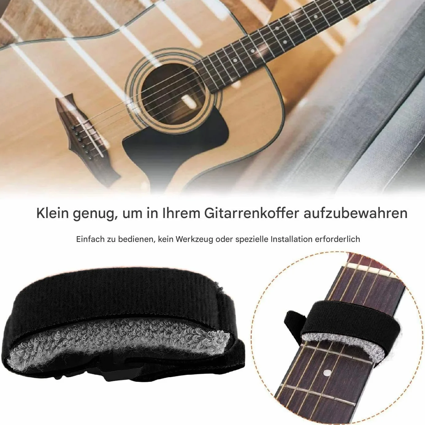 Fret Wrap – regulowany sznur strunowy, parownik do deski na palec, narzędzie do wyciszania, szybkie , akcesoria do instrumentów muzycznych, mały rozmiar, czarny do gitary basowej