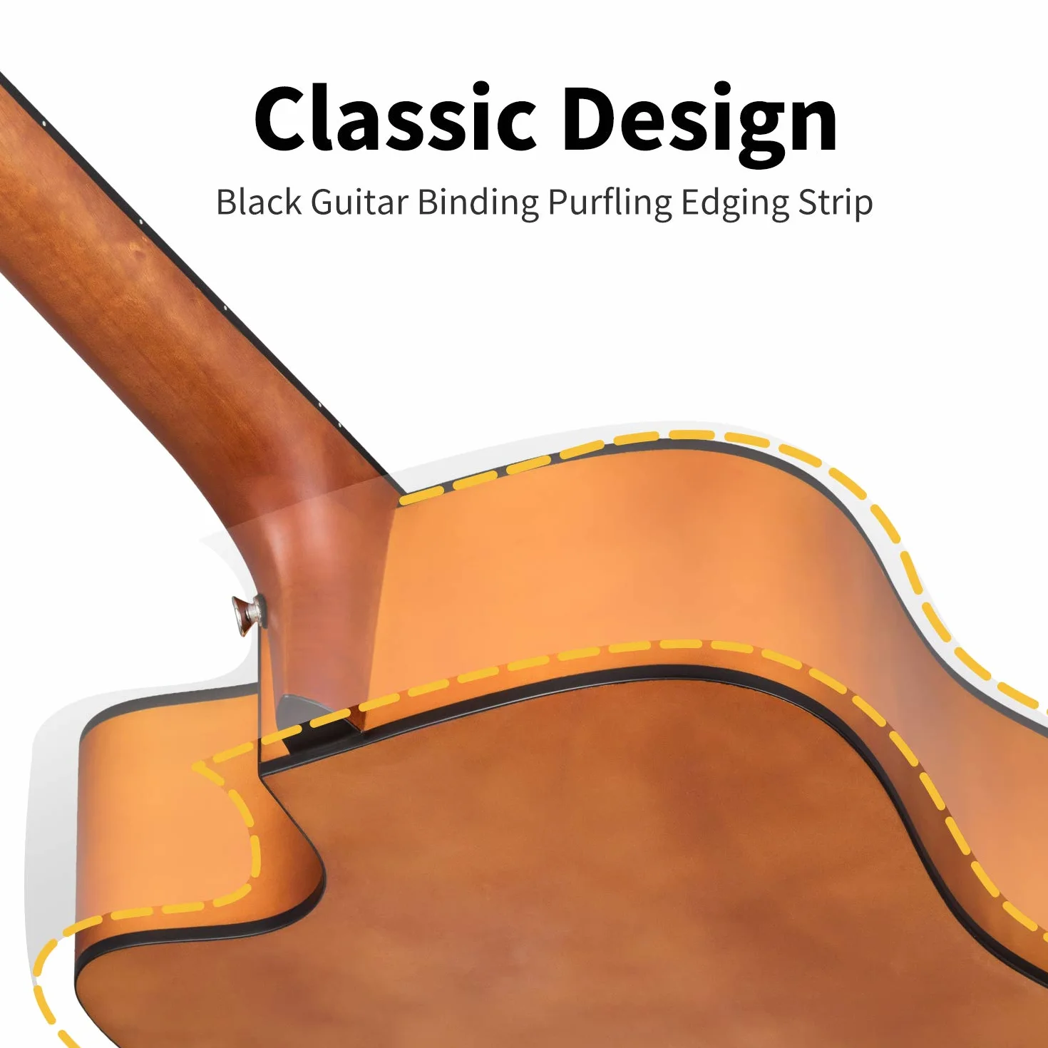 Donner Gitara akustyczna 4/4 pełny rozmiar 100 cm dreadnought zestaw z torbą capo kostki pasek