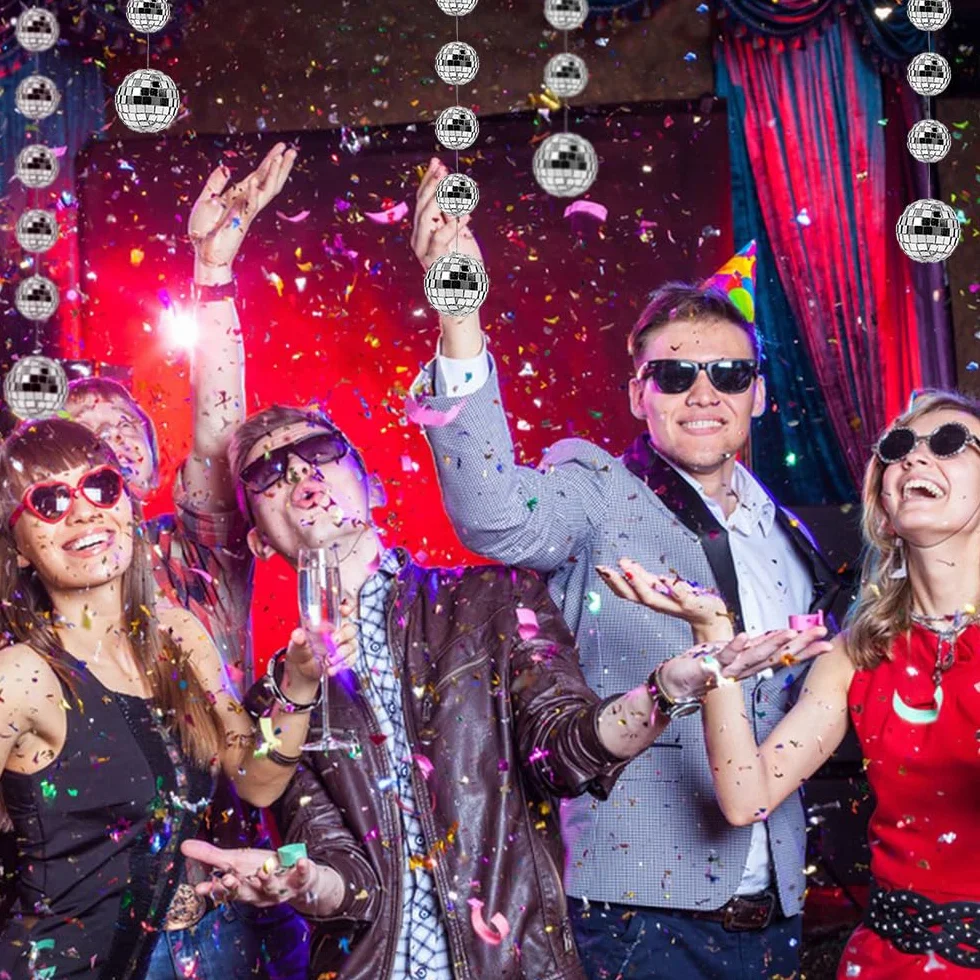 Lustrzana kula dyskotekowa, 40 szt. mini kul dyskotekowych, brokatowa kula dyskotekowa, dekoracja wisząca do tańca DJ, efekt świetlny, imprezy dla dzieci, spotkania, do tańca towarzyskiego