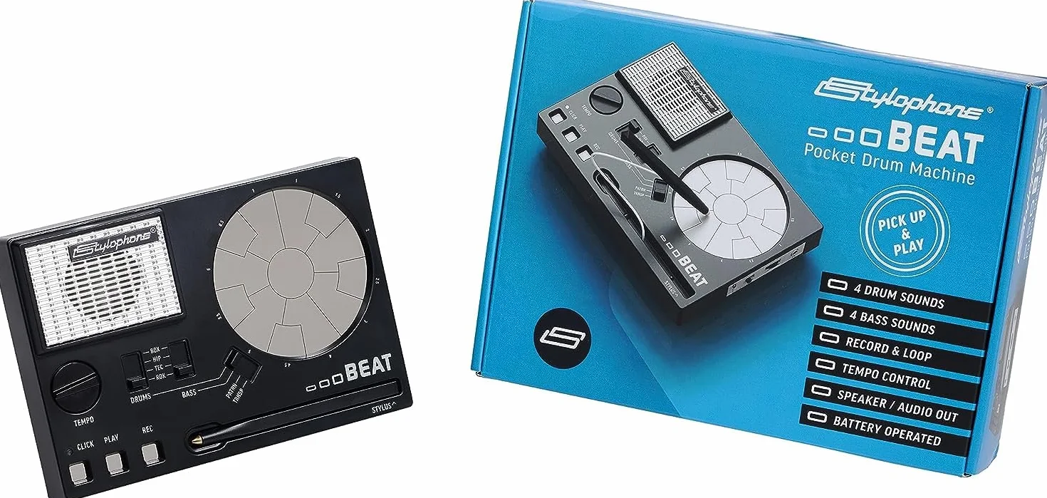 Stylophone Beat - kompaktowa maszyna perkusyjna z rysikiem, 4 zestawy, 4 dźwięki basowe