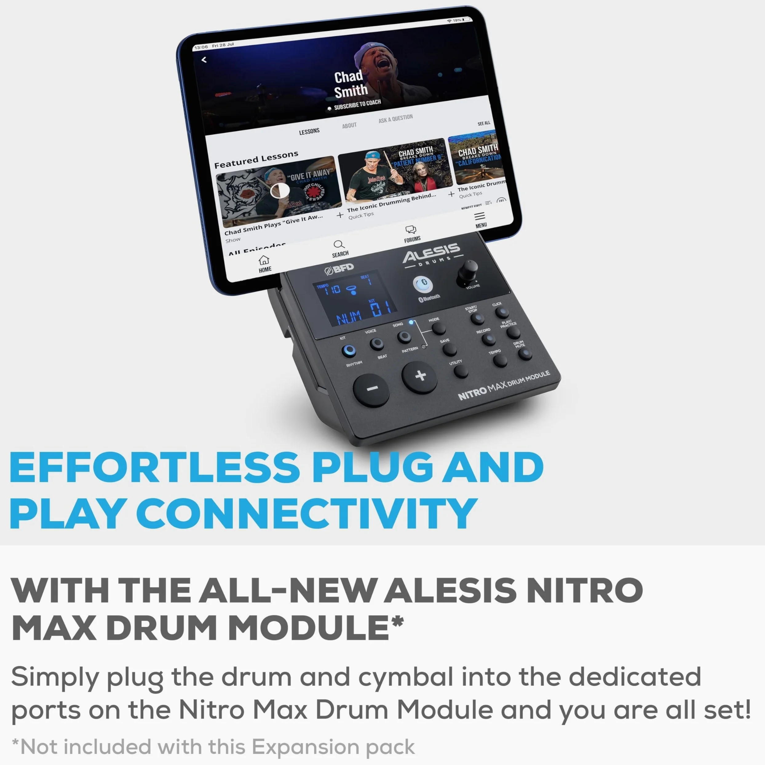 Alesis Zestaw Dodatków Drums Nitro Max - Dodatki do Perkusji Elektrycznej Nitro Max: Siatekowy Tom i 10-Calowy Talerz z Funkcją Choke i Kable Połączeniowe