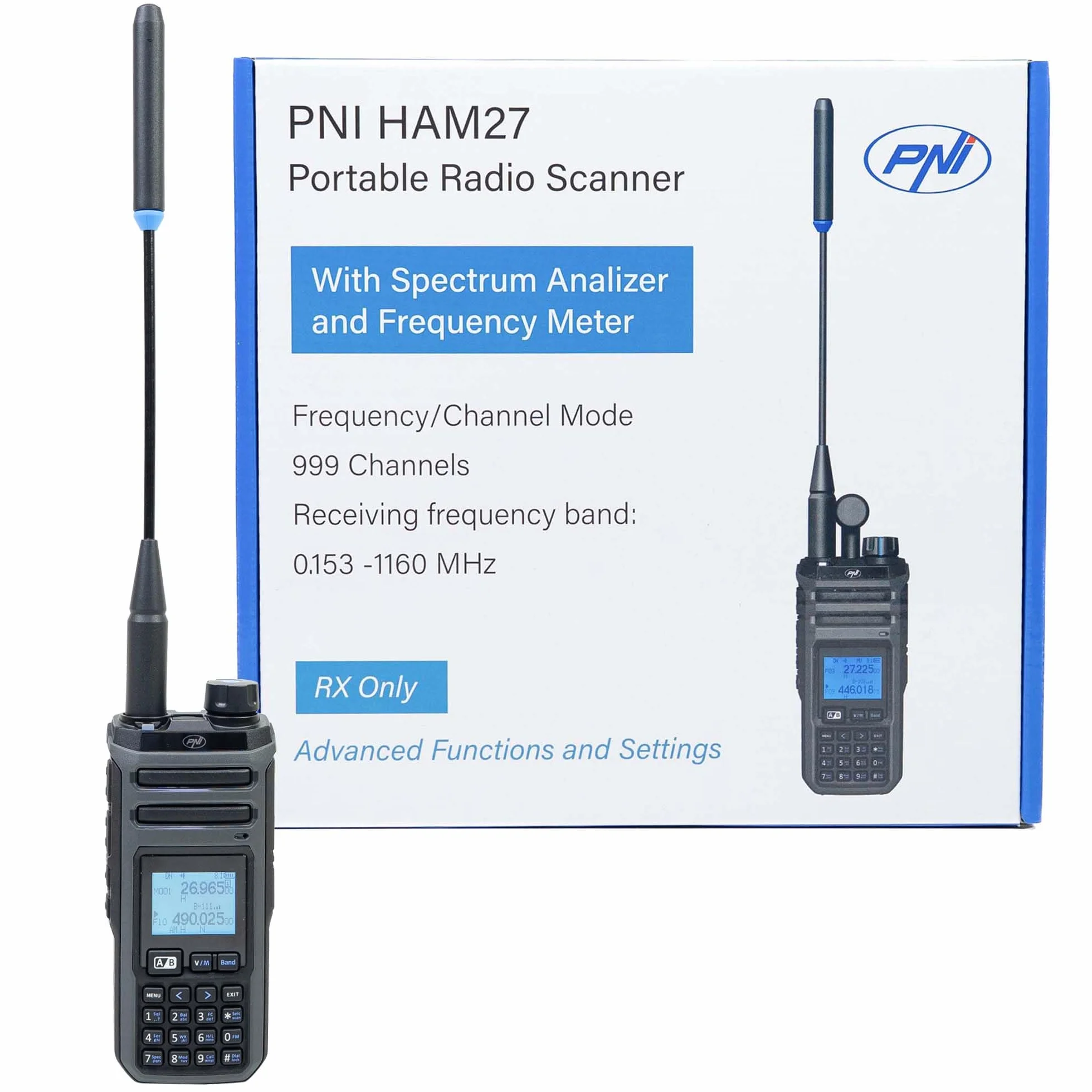 Przenośny wielopasmowy skaner radiowy PNI HAM27 dla radioamatorów, skaner we wszystkich pasmach częstotliwości