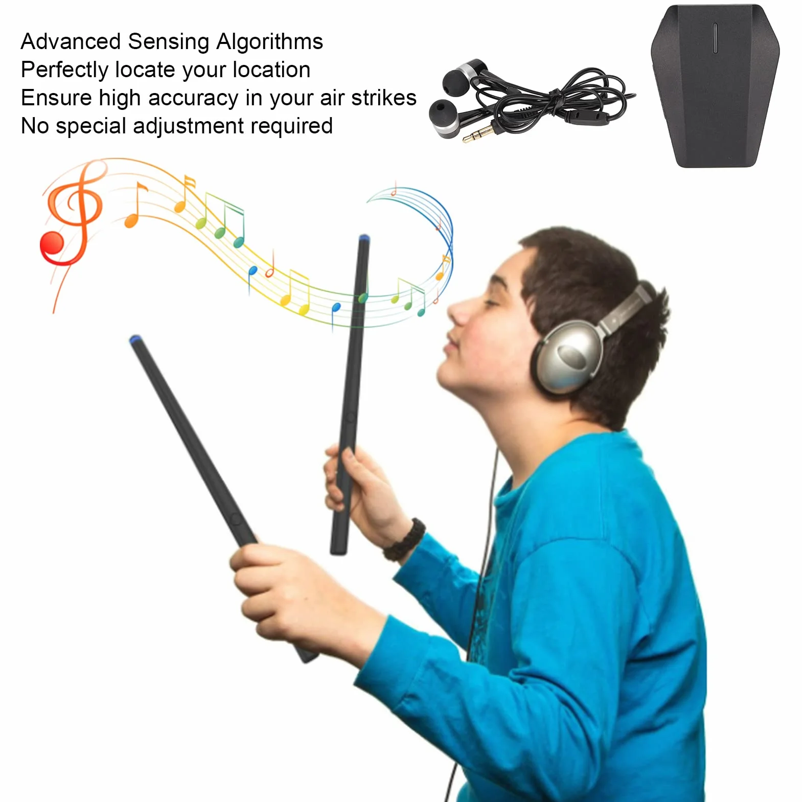 Air Electronic Drum Kit Type C MIDI Bluetooth Wireless Automatic Positioning Somatosensory Drum Stick 5 Bębnów 3 Chusteczki