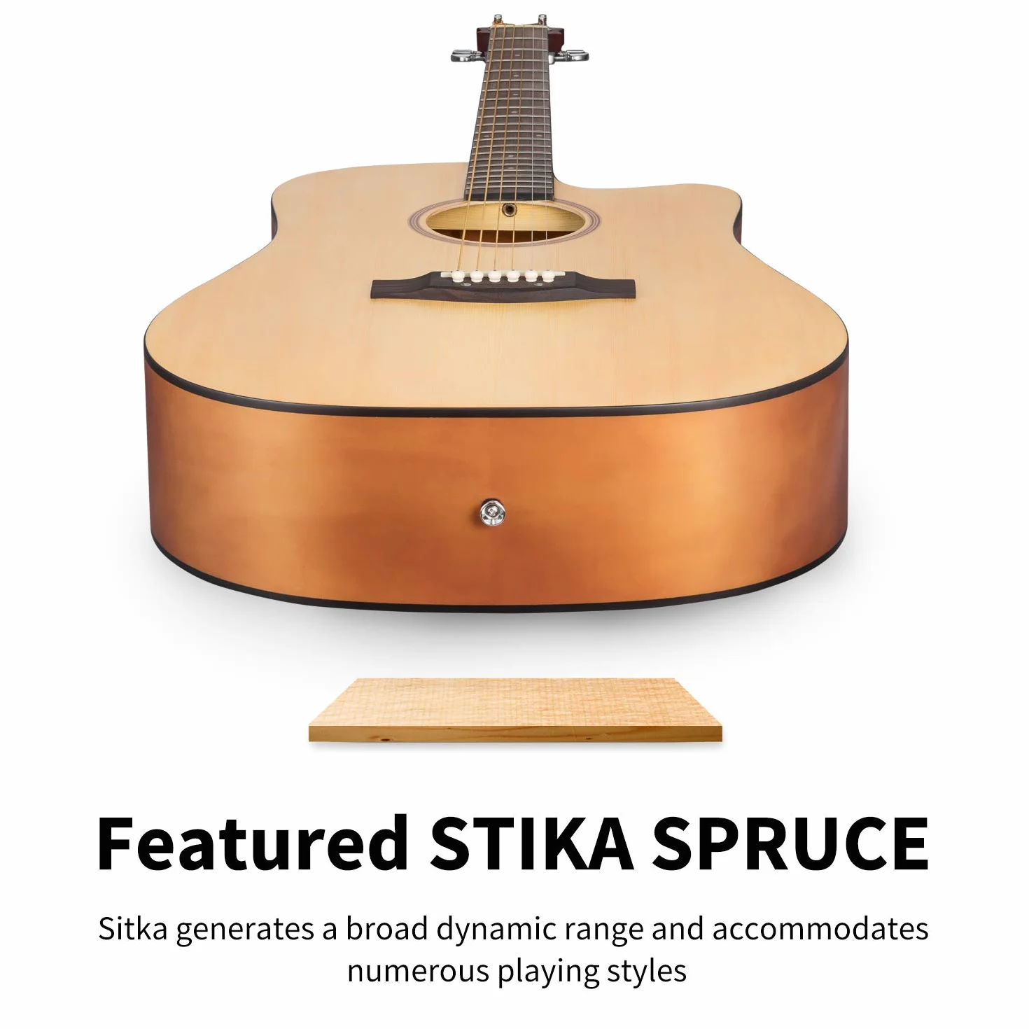 Donner Gitara akustyczna 4/4 pełny rozmiar 100 cm dreadnought zestaw z torbą capo kostki pasek