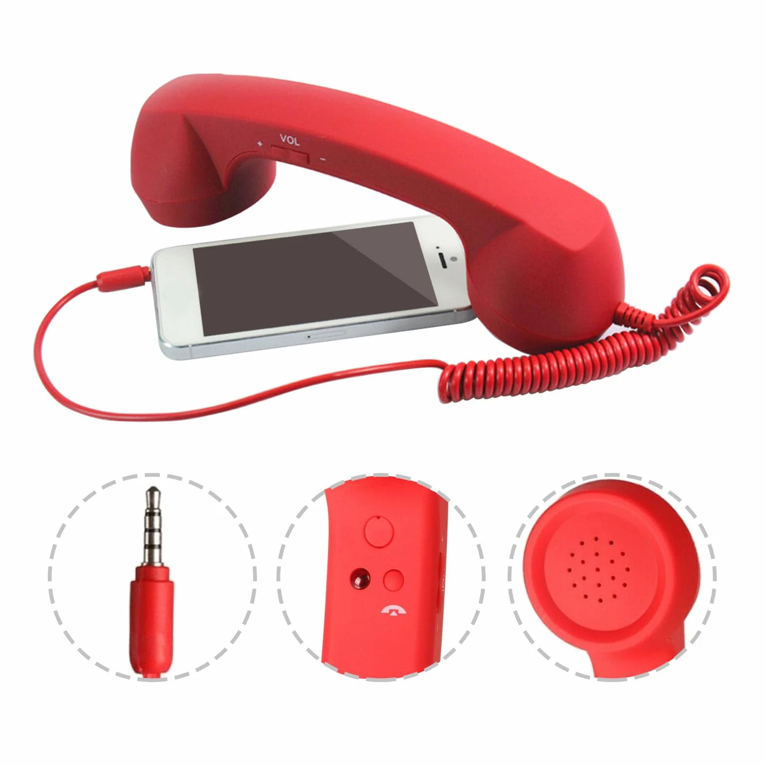 Retro Słuchawka Telefoniczna, Odbiornik Telefonu Komórkowego, Czysty Dźwięk i Promieniowanie, Głośnik z Mikrofonem i Mikrofonem 3,5 Mm do Smartfony do Telefonów Komórkowych
