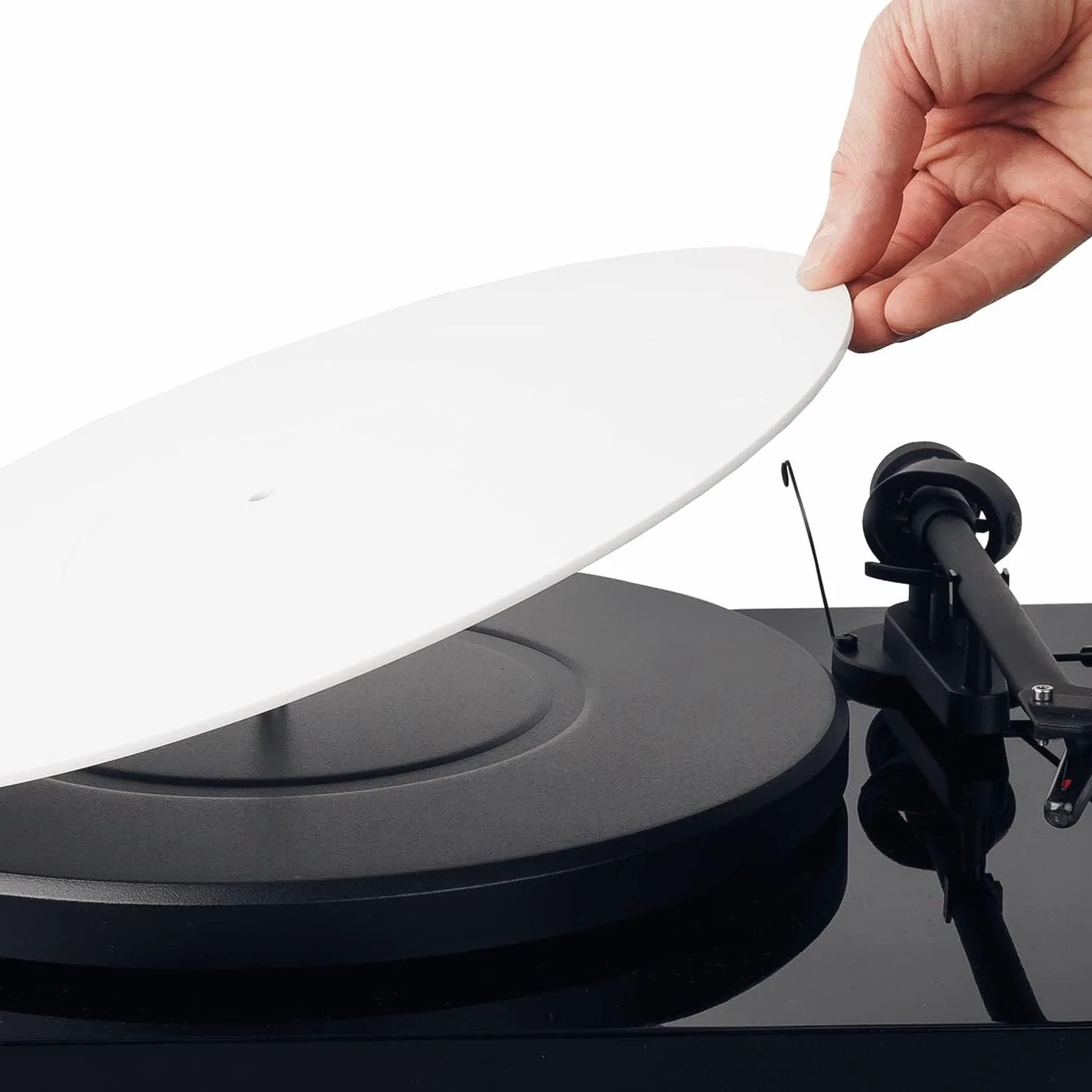 Akrylowa Mata Pod Gramofon, Wymienna Akrylowa Mata Antypoślizgowa do Gramofonu 12 Cali, Antystatyczna Mata Antystatyczna, Uniwersalna Mata Antypoślizgowa Pod Gramofon (WHITE)