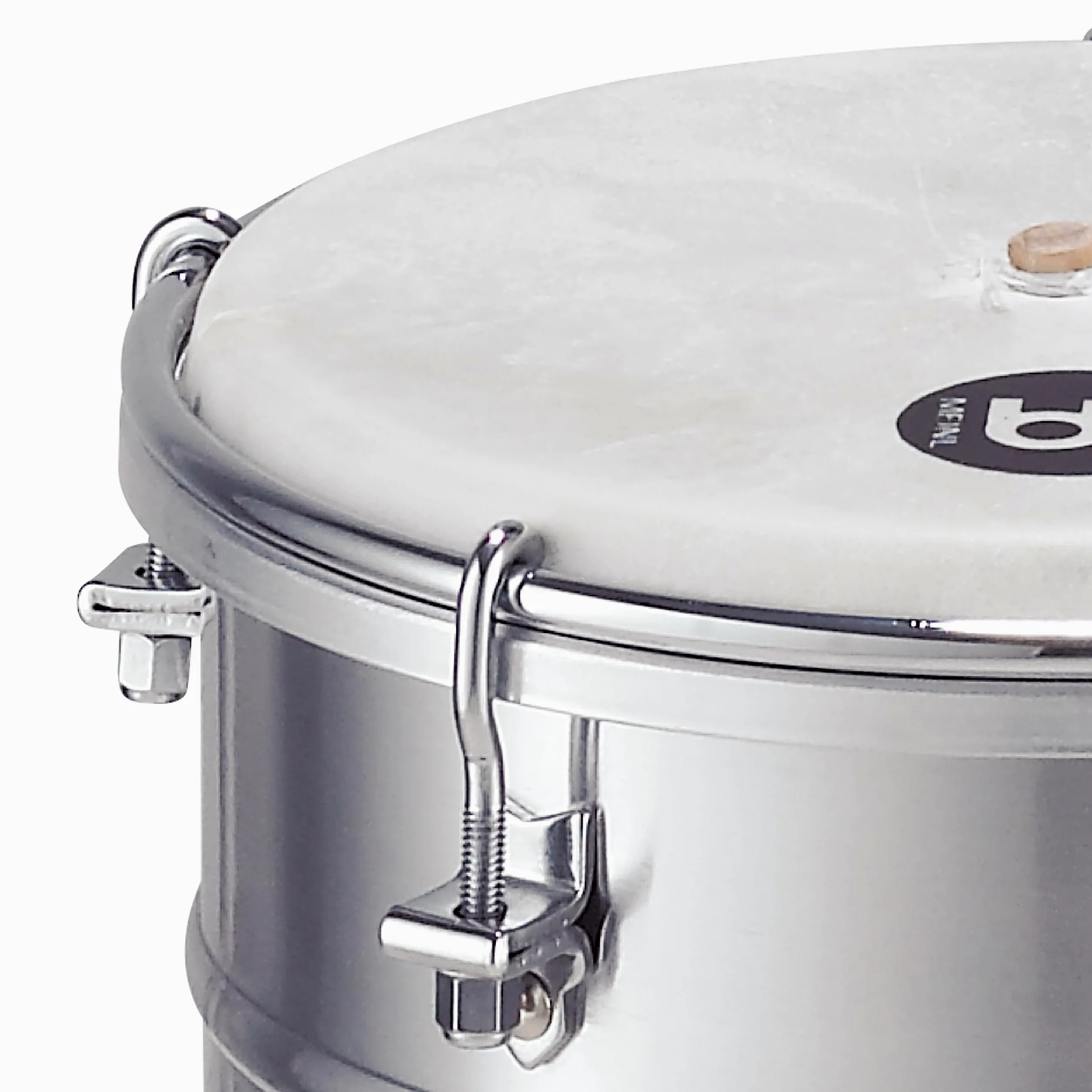 Meinl Percussion Seria aluminiowa Cuica - bardzo mały bęben ręczny z kozą skórą, wysokość 15 cm, aluminium, srebrny (QW6)