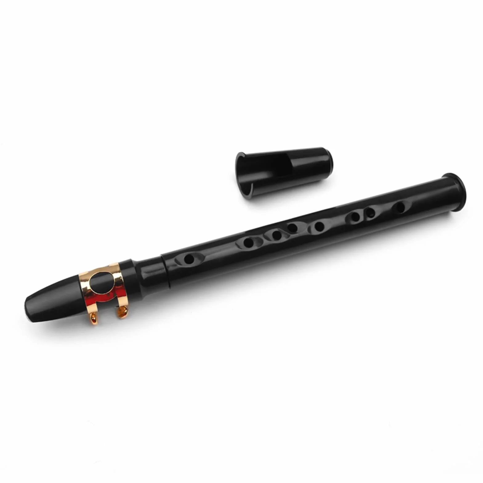 Czarny mini saksofon kieszonkowy, kompaktowy instrument dęty drewniany, klucz C, zawiera ustnik i etui