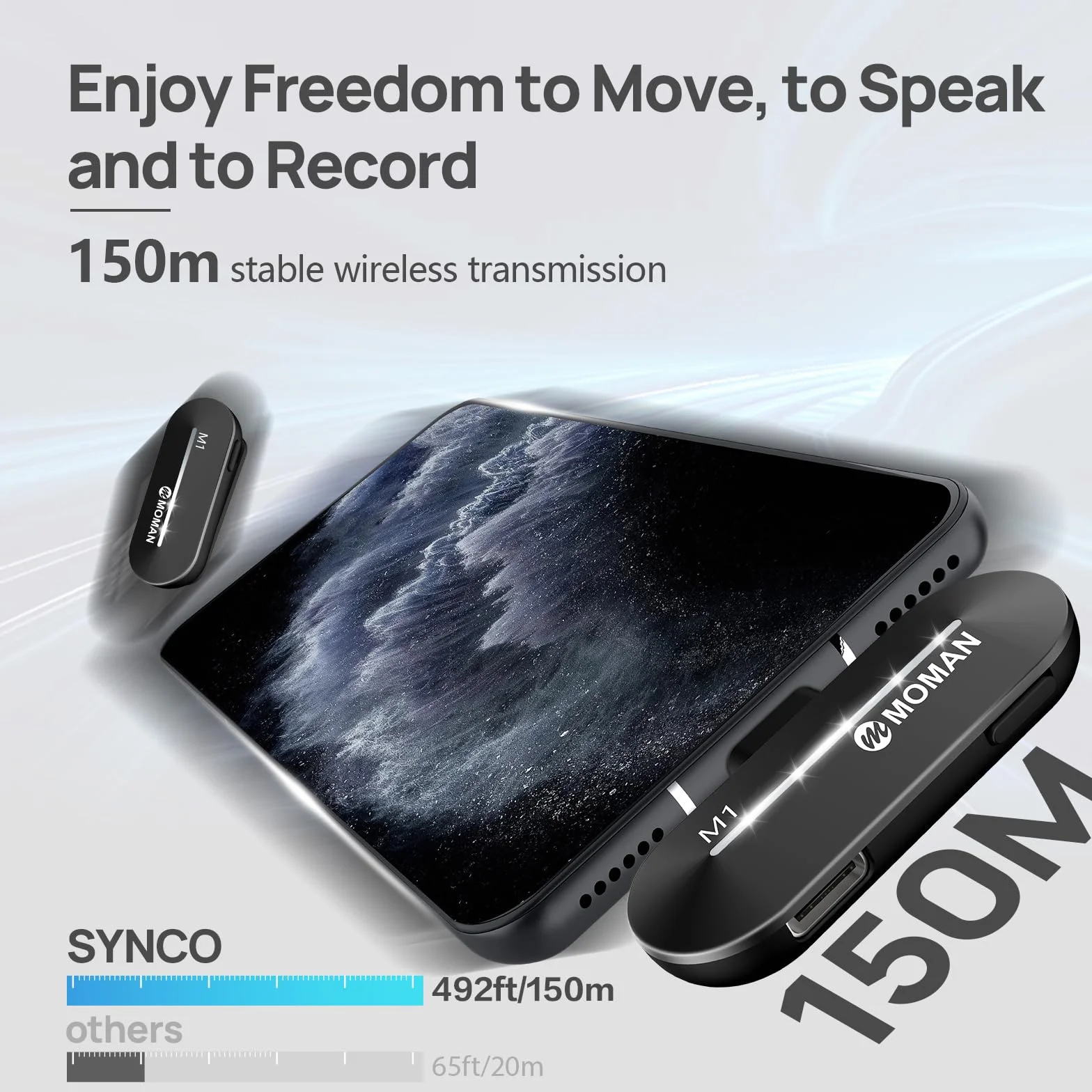 Moman Bezprzewodowy mikrofon Lavalier, CP1X (C) 2,4 GHz 【Type-C &USB】 2TX&1RX mikrofon wtykowy do telefonów z systemem Android, tabletów, Vlogów, streamingu na żywo, Tiktok, bezprzewodowy mikrofon