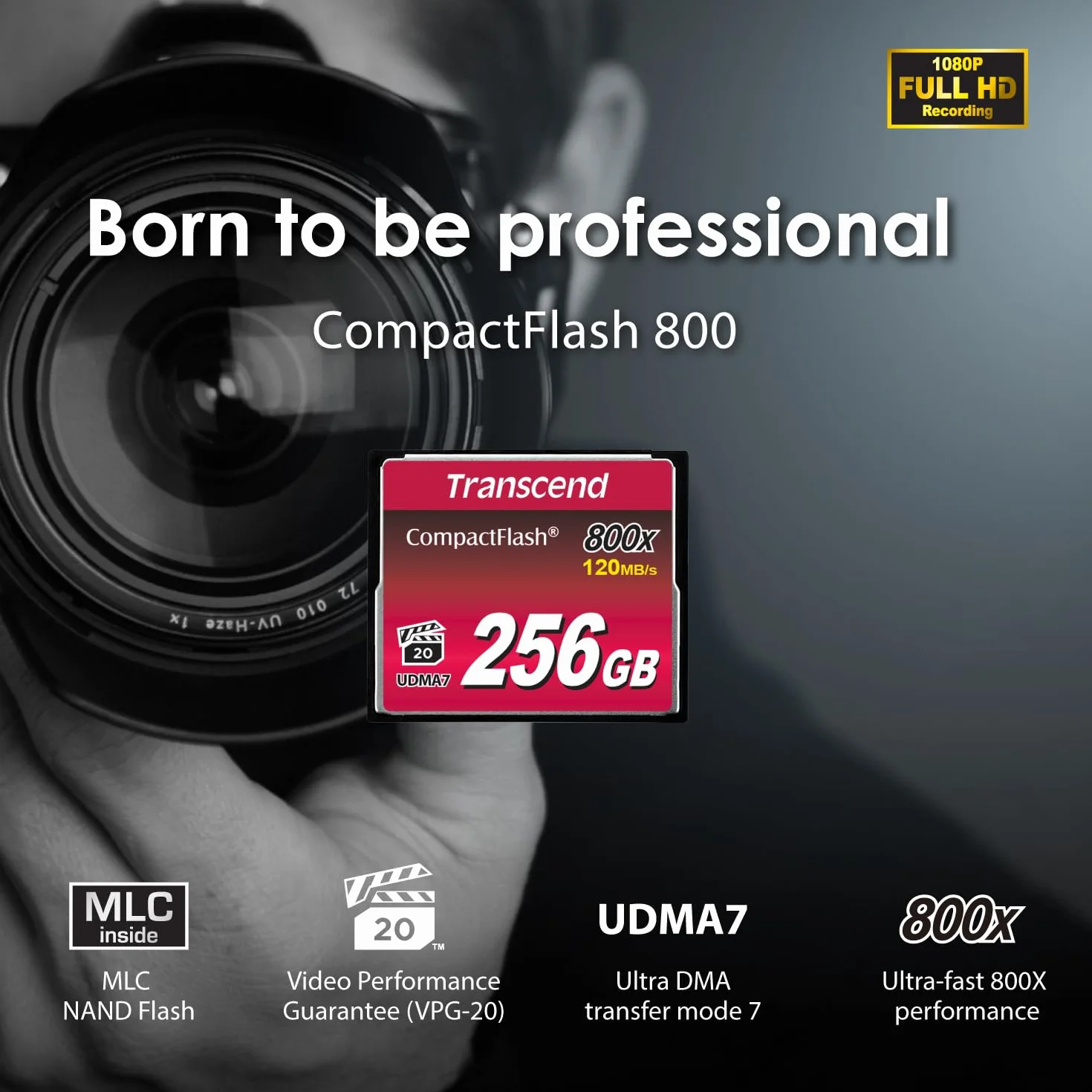 Transcend CF800 | 64GB CF card | MLC NAND flash, up to 120/60 MB/s (TS64GCF800)