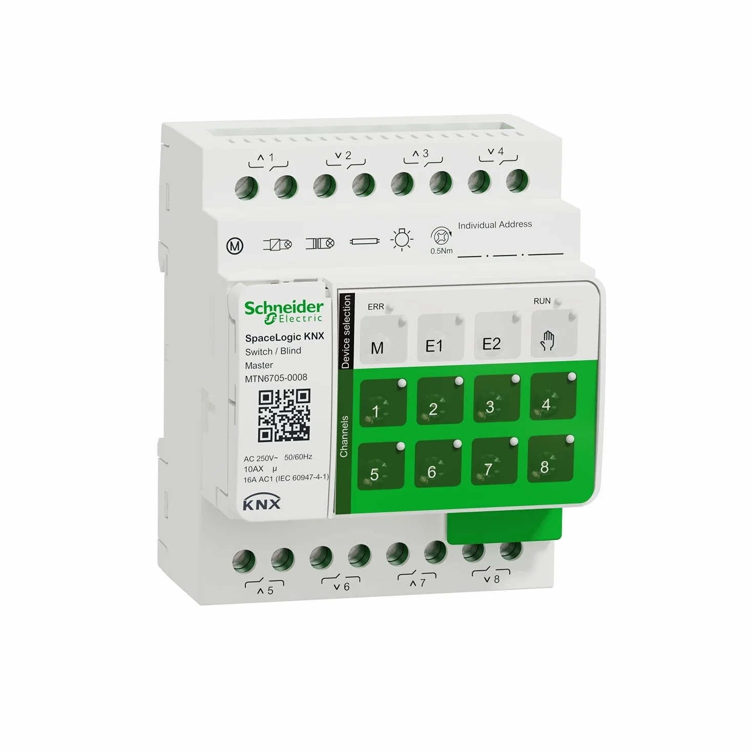 Schneider Electric - SpaceLogic KNX - Przełączanie migawki/roleta - 8 wyjść 10AX/16AC1 - Master - MTN6705-0008