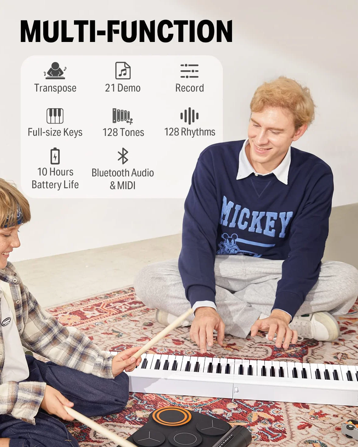 Donner DP-06 składany fortepian 61 klawiszy pełnowymiarowa półważona pianino cyfrowe Bluetooth przenośne