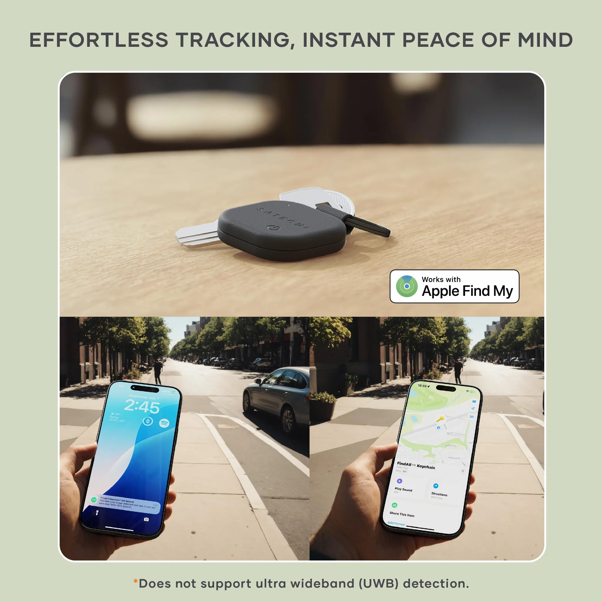 SATECHI FindAll Lokalizator Kluczy Z Funkcją Apple Find My, Ładowaniem Bezprzewodowym, Głośnym Alertem Dźwiękowym, Lokalizatorem GPS Do Kluczy iPhone 17 16 15, iPad, Mac I Innych – Czarny