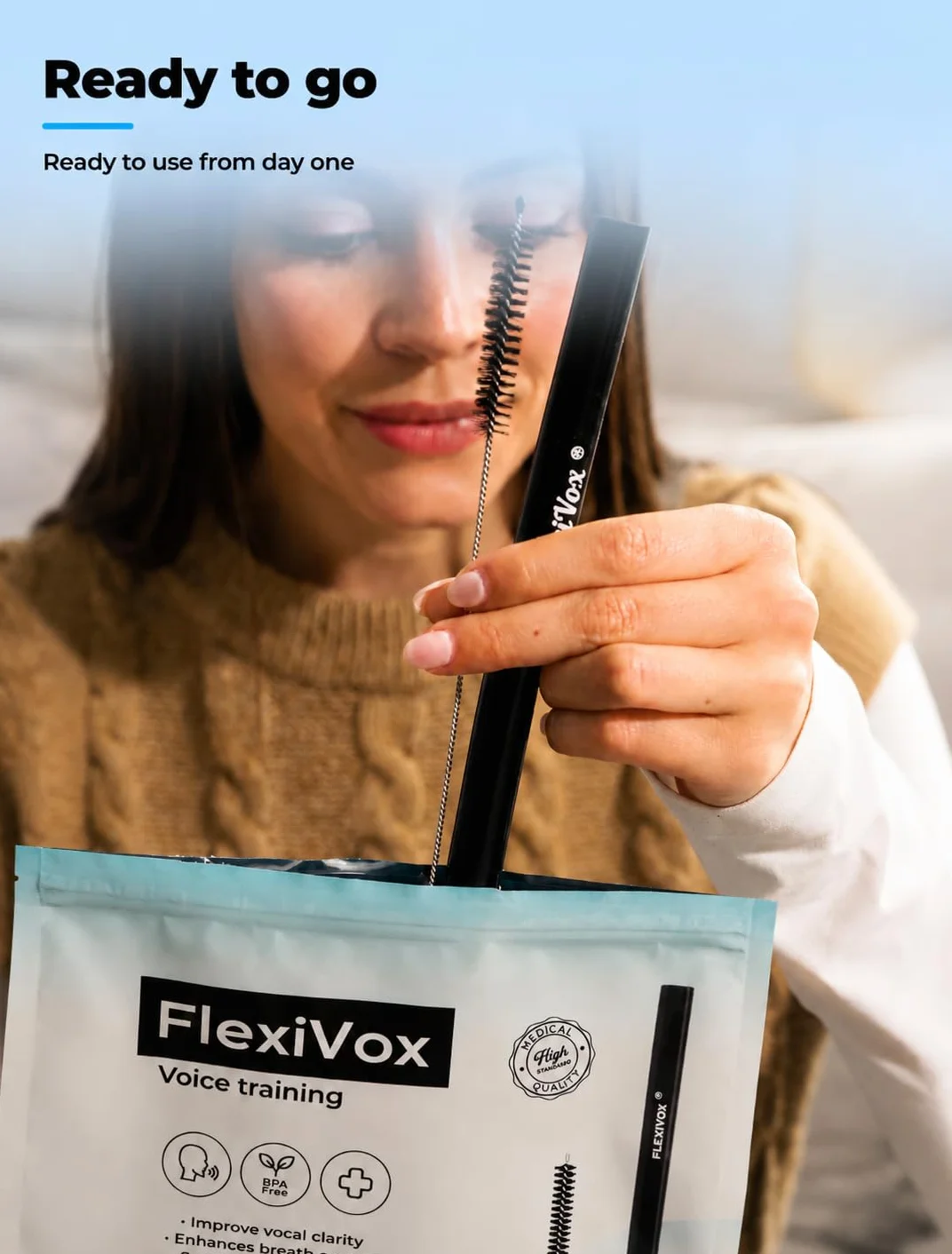 FlexiVox®, zestaw do treningu głosu | FlexiVox® stosowany w logopedii i terapii głosu | Pokryty aspretycznym talkiem + eBook cyfrowy z ćwiczeniami i praktycznymi wskazówkami