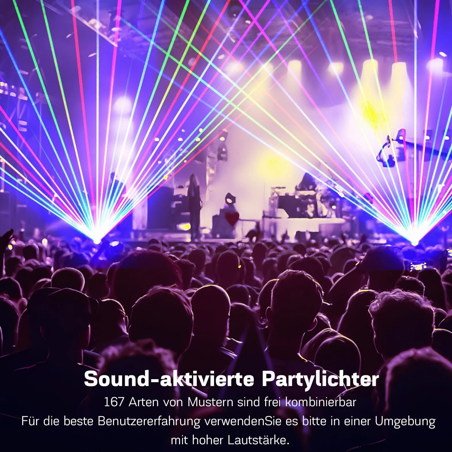 YIKANWEN Profesjonalne oświetlenie imprezowe DJ – 170+ 3D RGB reflektor animacyjny, aktywacja dźwiękiem i DMX512, sterowanie za pomocą aplikacji do pokazów scenicznych, dyskoteek klubowych