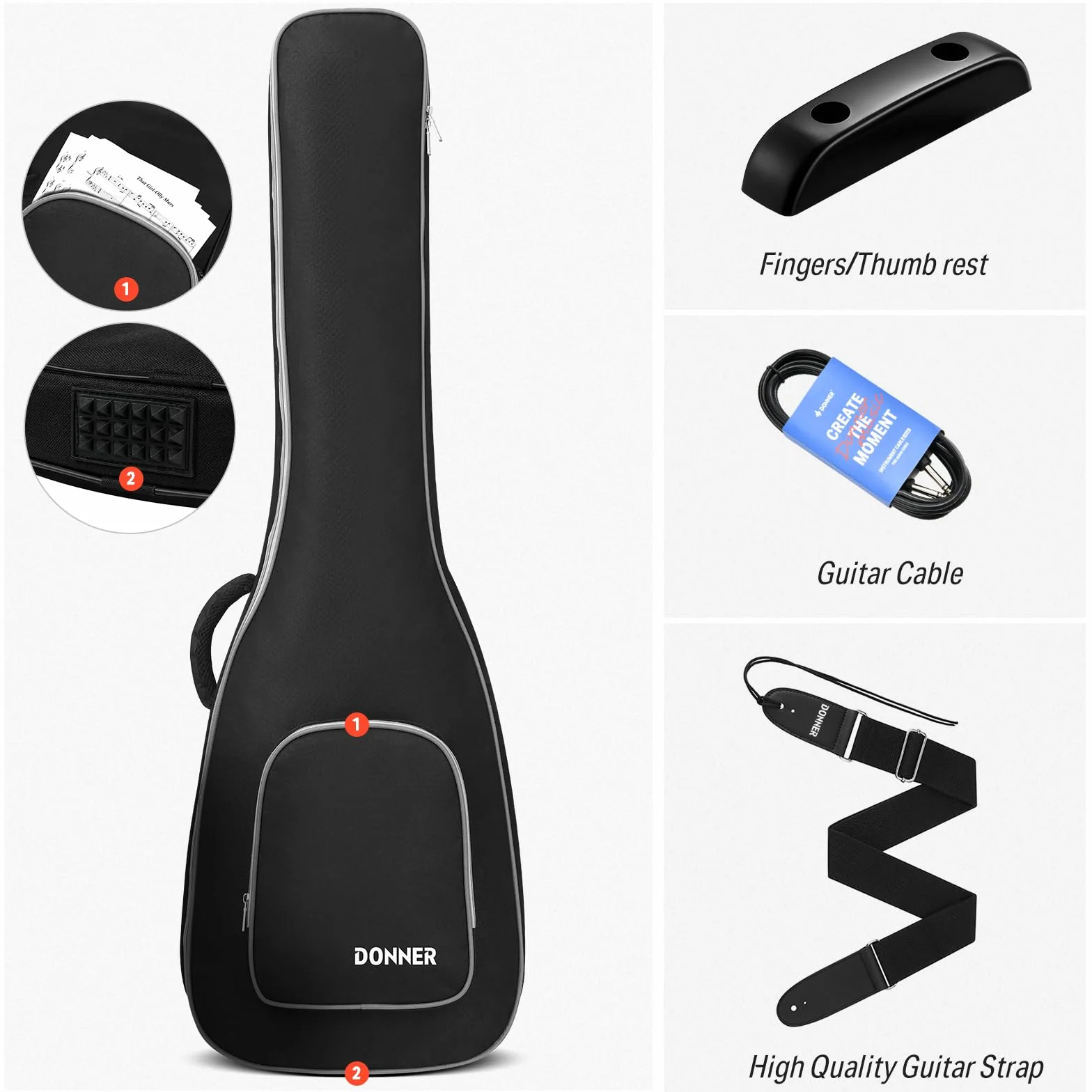 Donner Gitara elektryczna zestaw gitary elektrycznej w stylu LP 39 cali pełny rozmiar z torbą, paskiem, kablem (Sunburst)