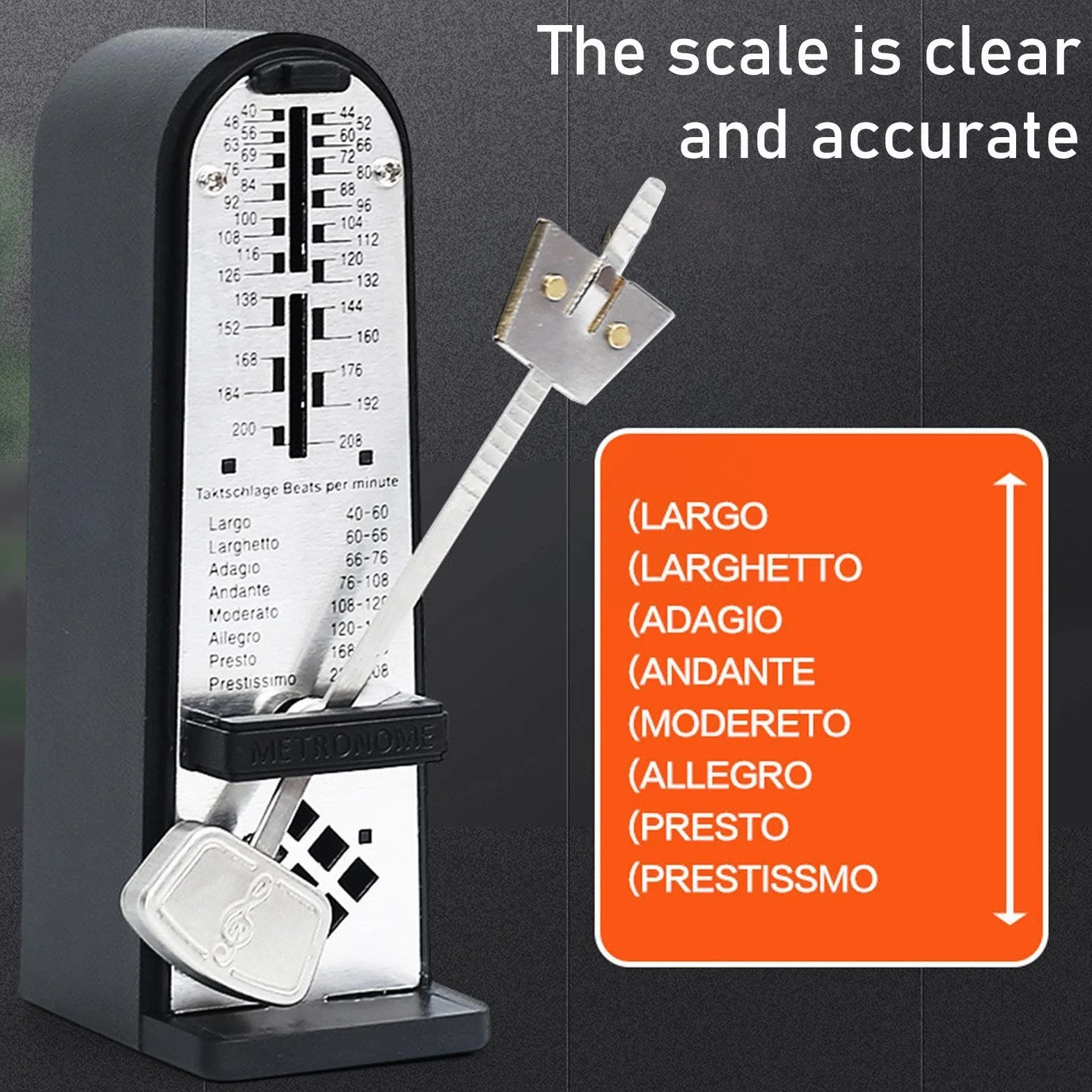 Piano Mechanical Metronome, Loud Tone Metronome, Classic Shape, Musical Instruments, Precision Timing, 2.05x1.38x4.33 Inches, Practicing Performing Musical Instrument for Men Women