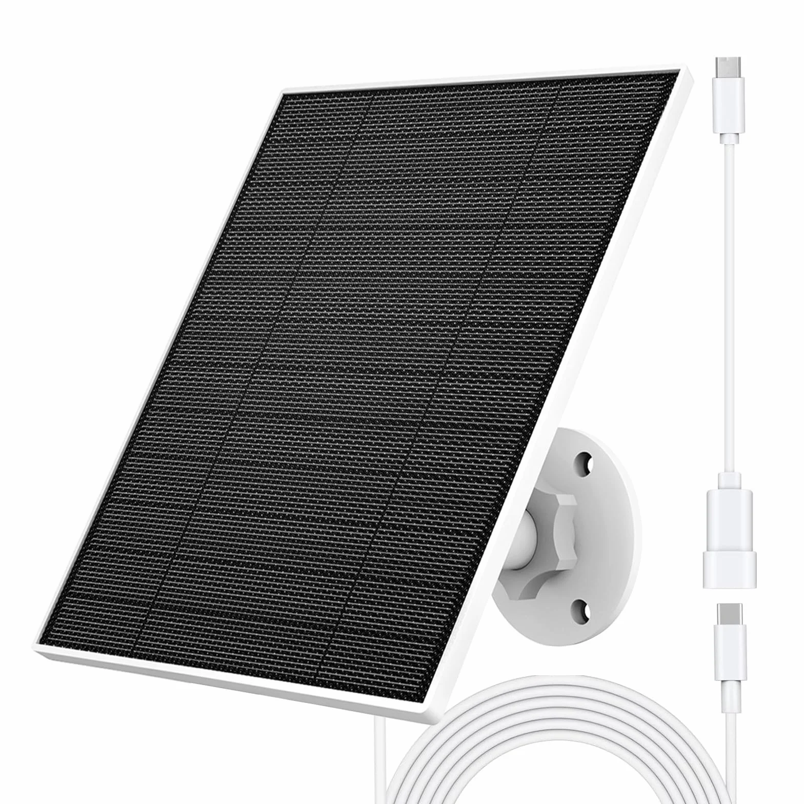 Panel słoneczny do kamery Eufy, ładowarka słoneczna 5 W kompatybilna z Eufycam 3/3C/2/2 Pro/2C/2C Pro/E/E/E20/E40/L20/L40, z portem USB C, adapter Micro USB, wodoodporny IP65