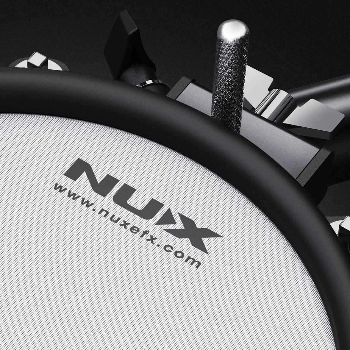 NUX DM-210 cyfrowy zestaw perkusyjny, cyfrowy zestaw perkusyjny z głowicami z siateczki (technologia Dual-Trigring, Aux-In, Bluetooth, funkcja Coach, port USB do MIDI i SoundLibrary, wyjście