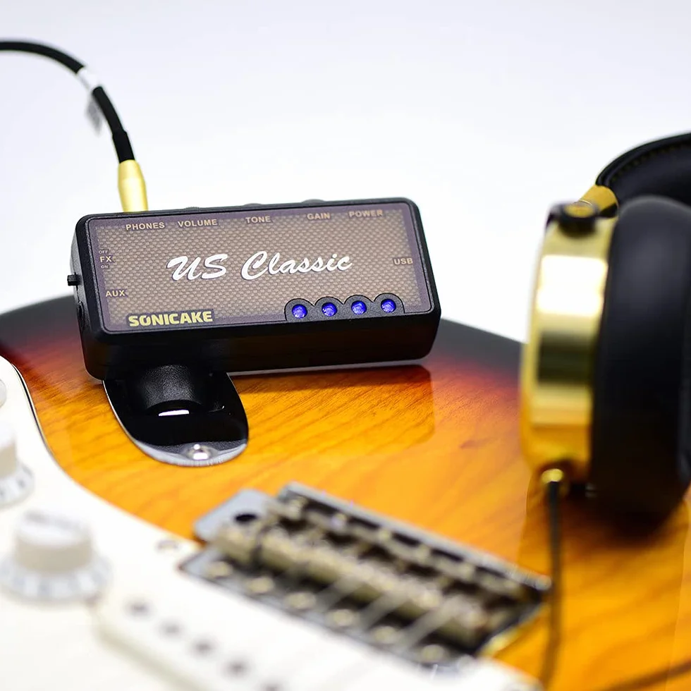 SONICAKE Mini wzmacniacz gitarowy Reverb AMP słuchawkowy kieszonkowy do ponownego ładowania US Classic