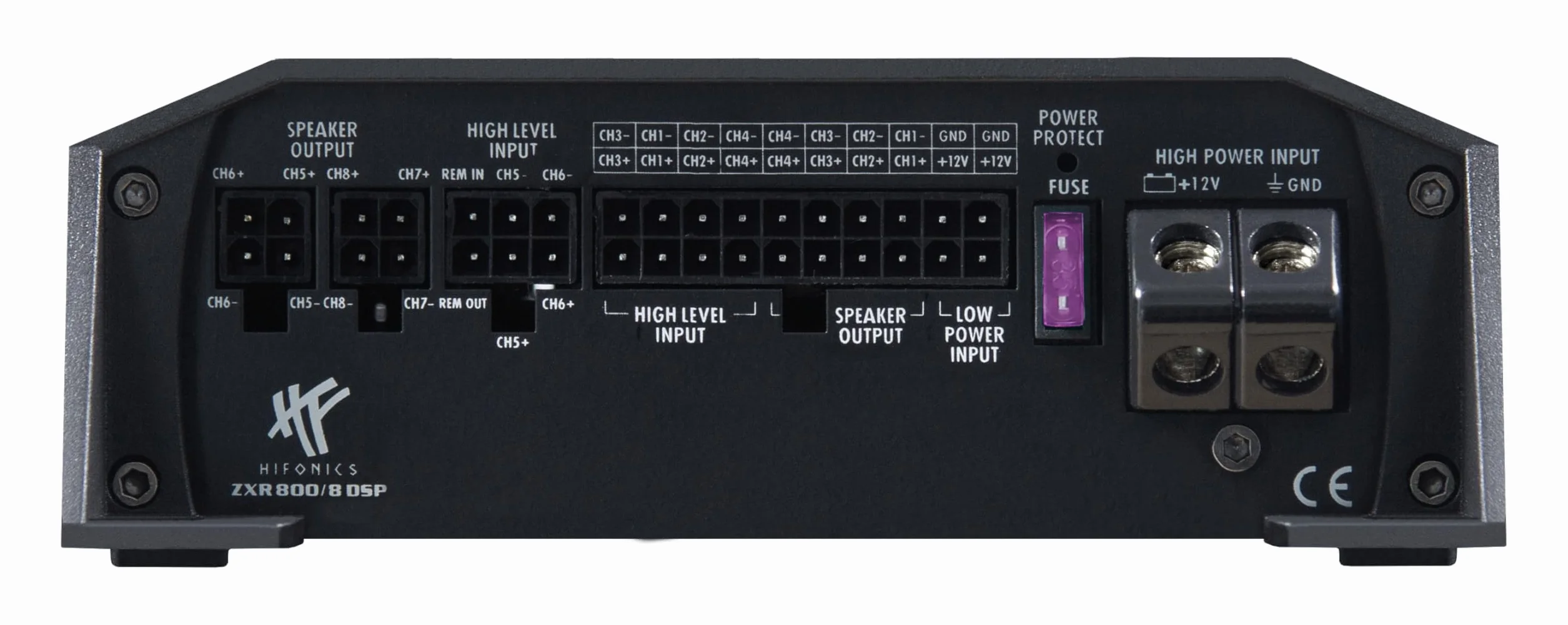HiFonics ZXR800/8DSP 10-kanałowy wzmacniacz HiFi, 8-kanałowy wzmacniacz HiFi, Bluetooth 5.0, złącze MX-Connect, kompatybilny z adapterami Plug & Play do wielu typów pojazdów