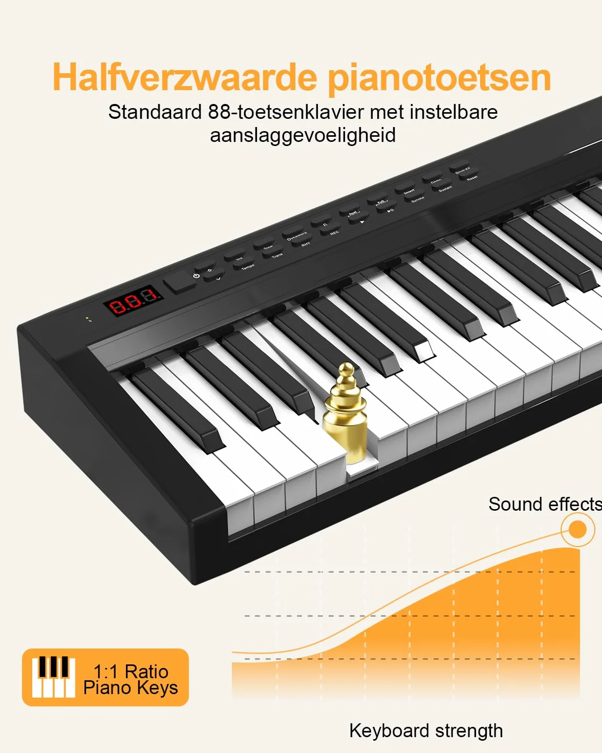 Pianino E, 88 klawiszy, cyfrowy fortepian z półważoną klawiaturą pełnowymiarową z funkcją MIDI i Bluetooth, w zestawie stojak na fortepian i Sustain – idealny dla dzieci do ćwiczeń w domu