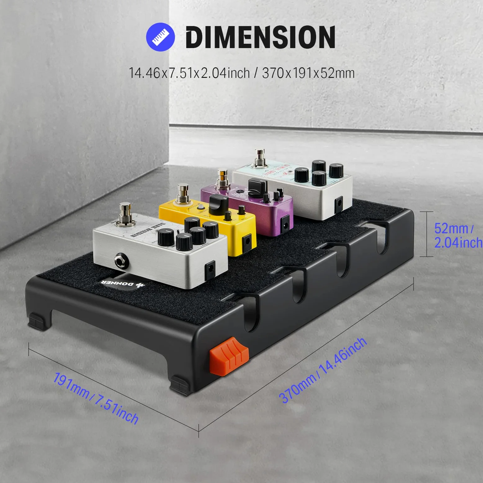 Donner Pedalboard gitarowy, mały przenośny zestaw pedałów efektów DB-2, wodoodporna torba z klejem na rzep i urządzenie do montażu zasilacza, rozmiar 44 cm x 26 cm x 13 cm