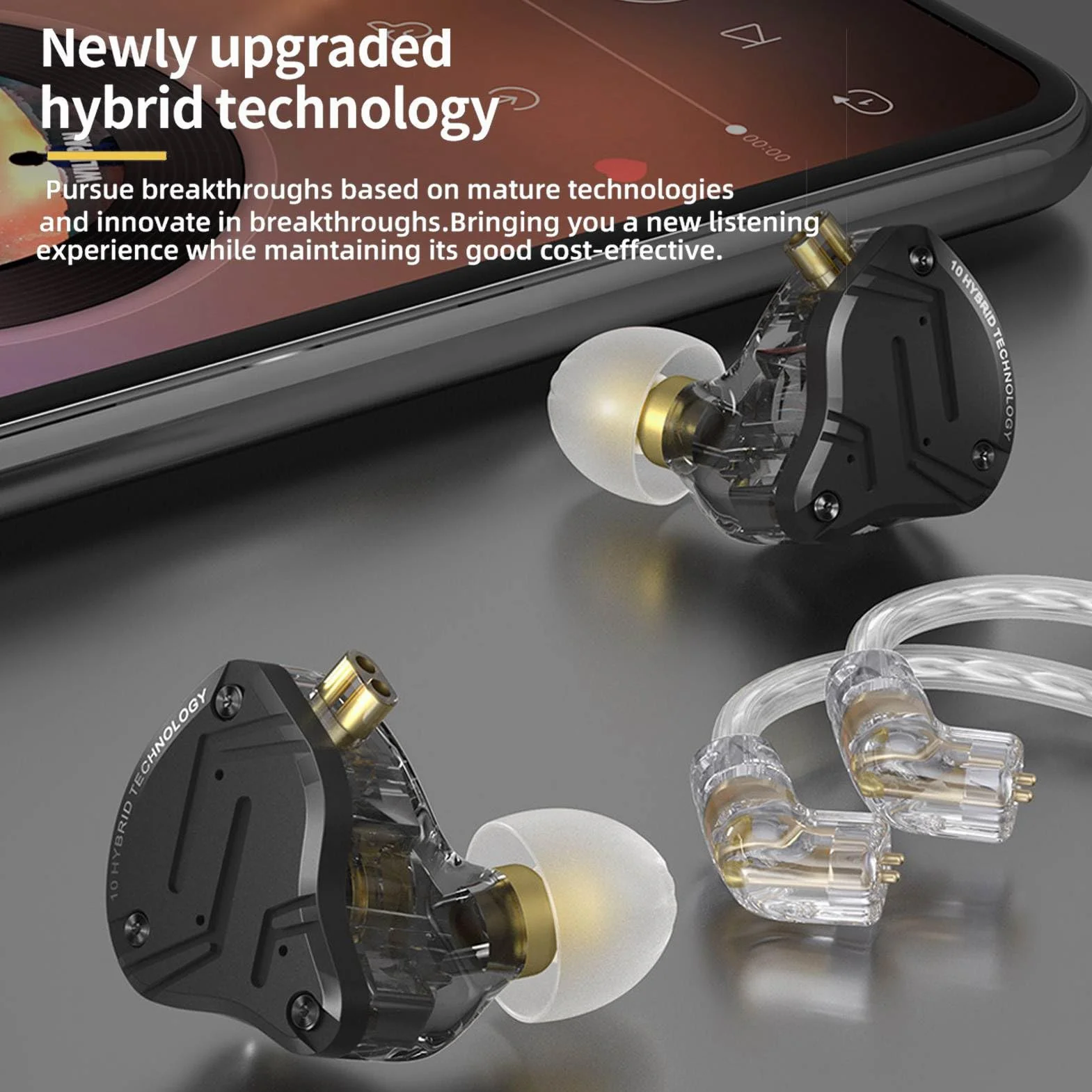 KZ ZS10 PRO X Przewodowe słuchawki douszne z monitorem 1DD 4BA Hybrydowy sterownik HiFi Odpinane, posrebrzane 0,75 mm 2-pinowy kabel Słuchawki do telefonu Tablet komputerowy