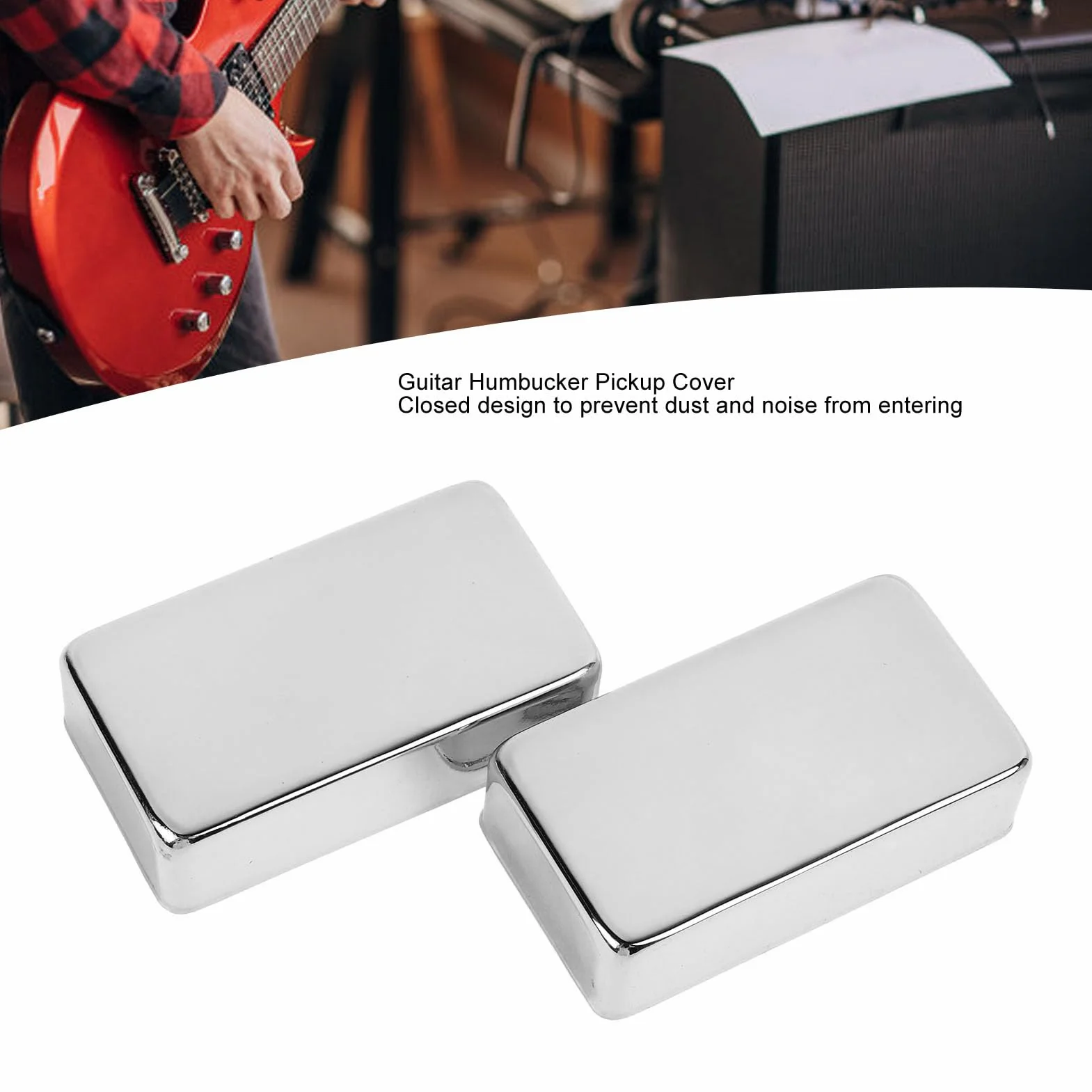 Brass Humbucker Pickup Covers | Sealed Design Blocks Particles/Interference | Dual Coil Electric Guitar Pickup Cover | Easy Installation for Many Guitars (Srebrny)
