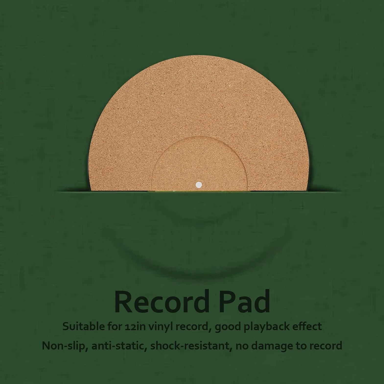 12-calowa Podkładka Pod Płytę Antystatyczna, Mata Gramofonowa do Płyty LP 12 Cali, Gramofon Slipmat Podkładka z Korka Antystatyczna Mata Antywibracyjna o średnicy 295 Mm
