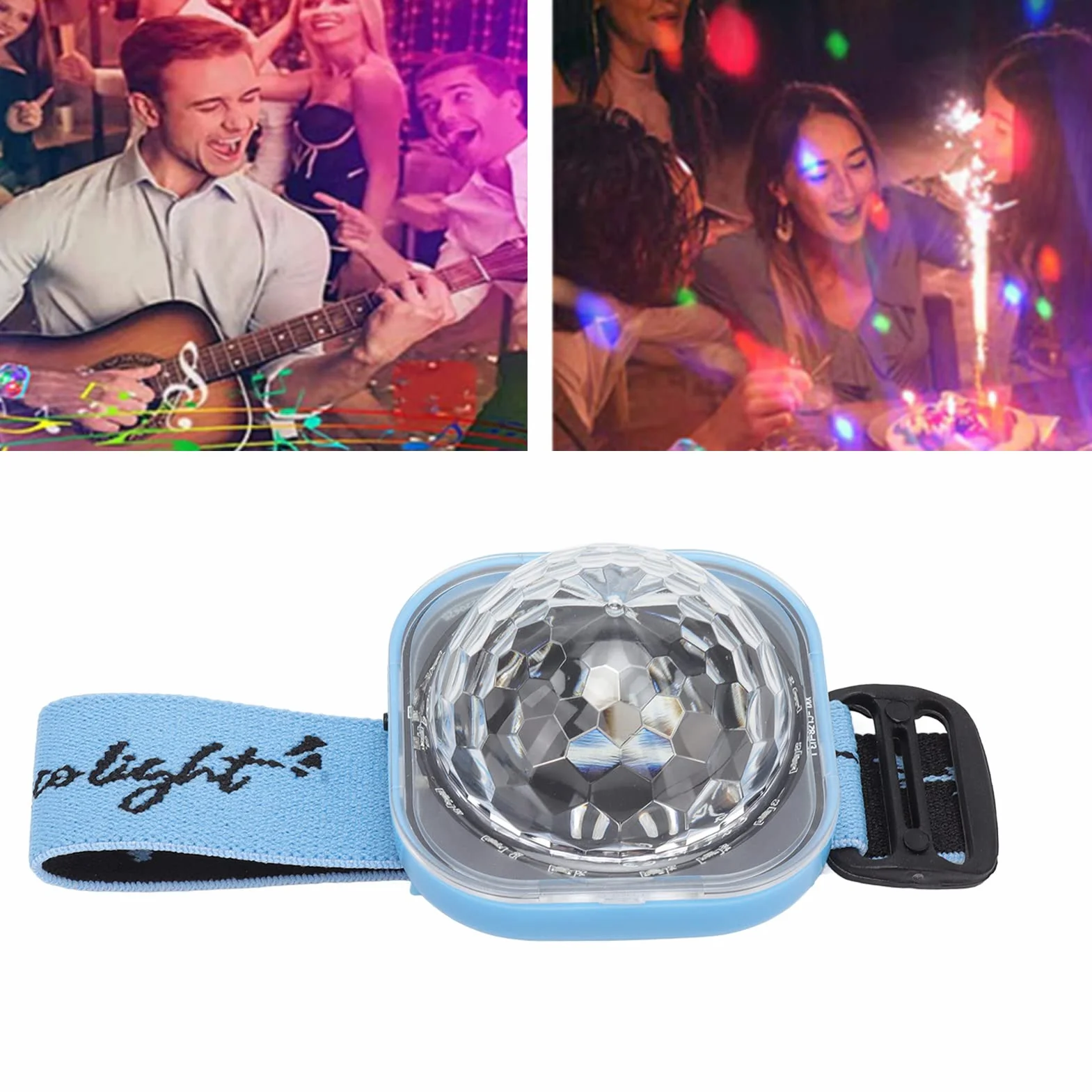 Mini Disco Lights Przenośne Obrotowe Oświetlenie Imprezowe Disco Bransoletka na światło RGB Strobe DJ Led Lights (Niebieska muszla)