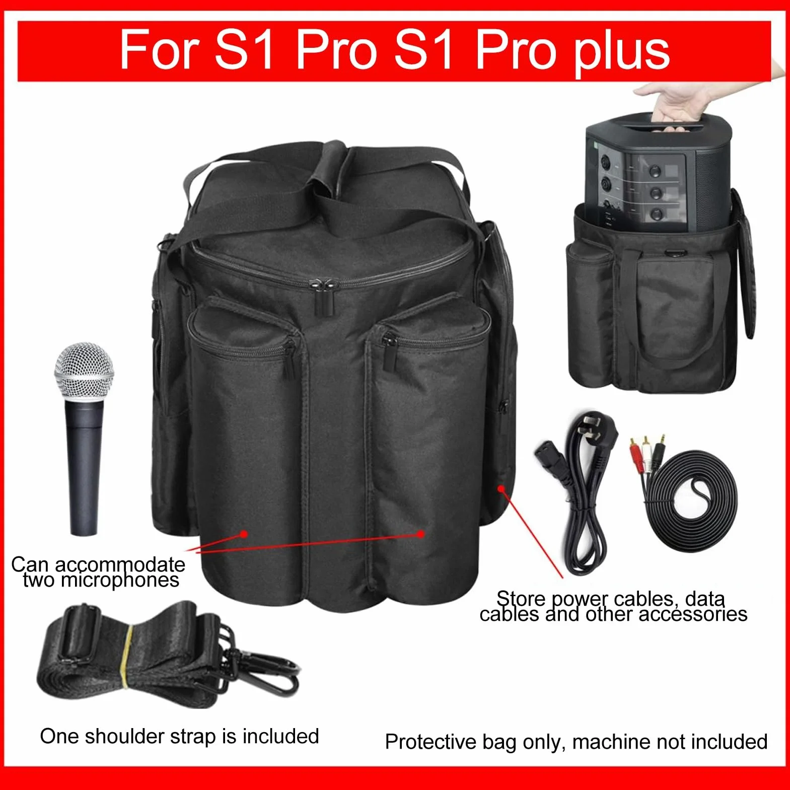 Pokrowiec do S1 Pro/S1 Pro Plus, futerał do Przenoszenia Głośnika Bluetooth, Wodoodporna Torba Podróżna na Głośnik ze Zdejmowanym Paskiem na ramię