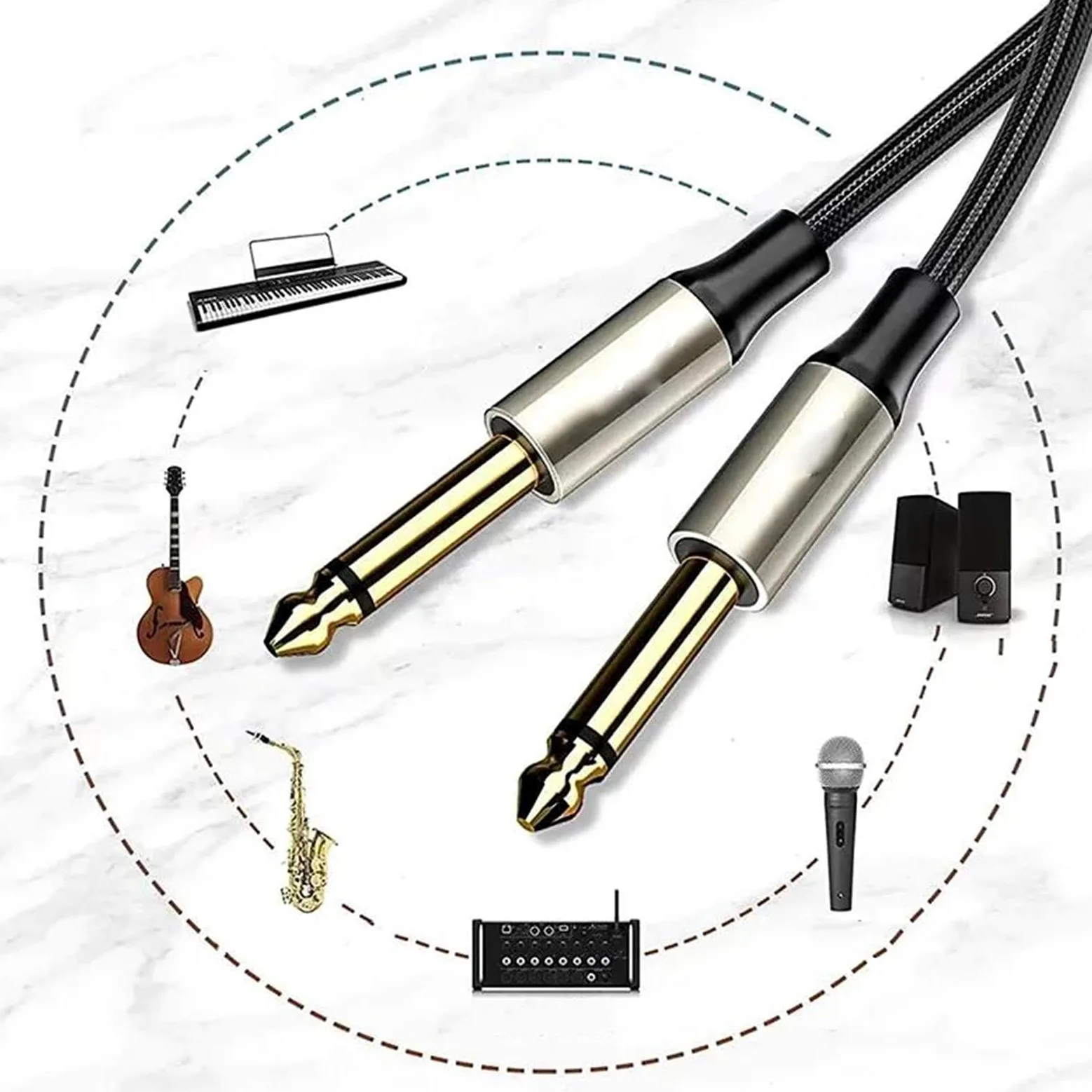 Początkujący Kabel Do Gitary 1/4 Cala Wyjście Gitarowe 6,35 Mm Męski Przewód Mono Do Wzmacniacza Głośnikowego Klawiatury Basowej Fortepianu Itp