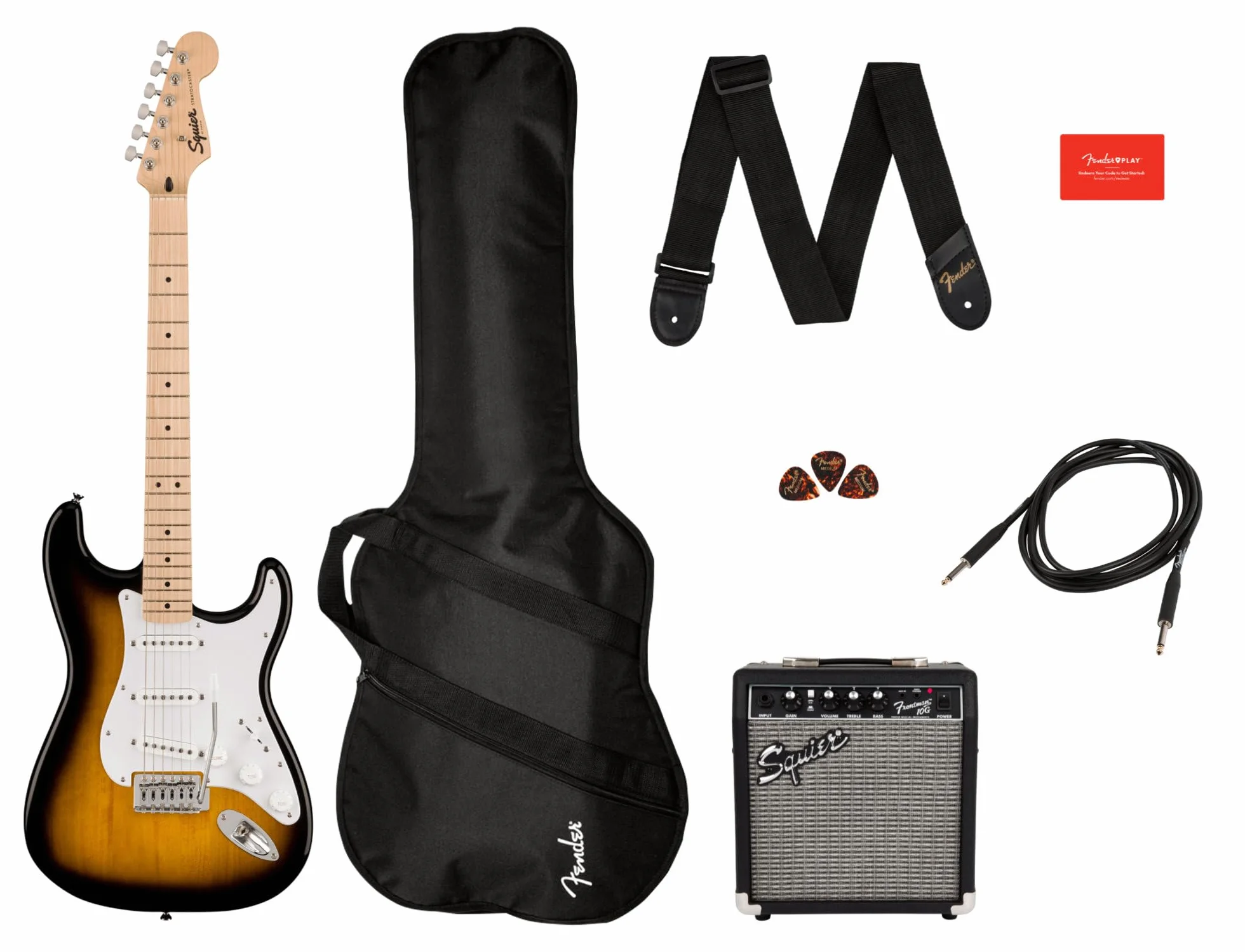 Squier Sonic Series Stratocaster Pack MN 2-Color Sunburst - Zestaw gitary elektrycznej