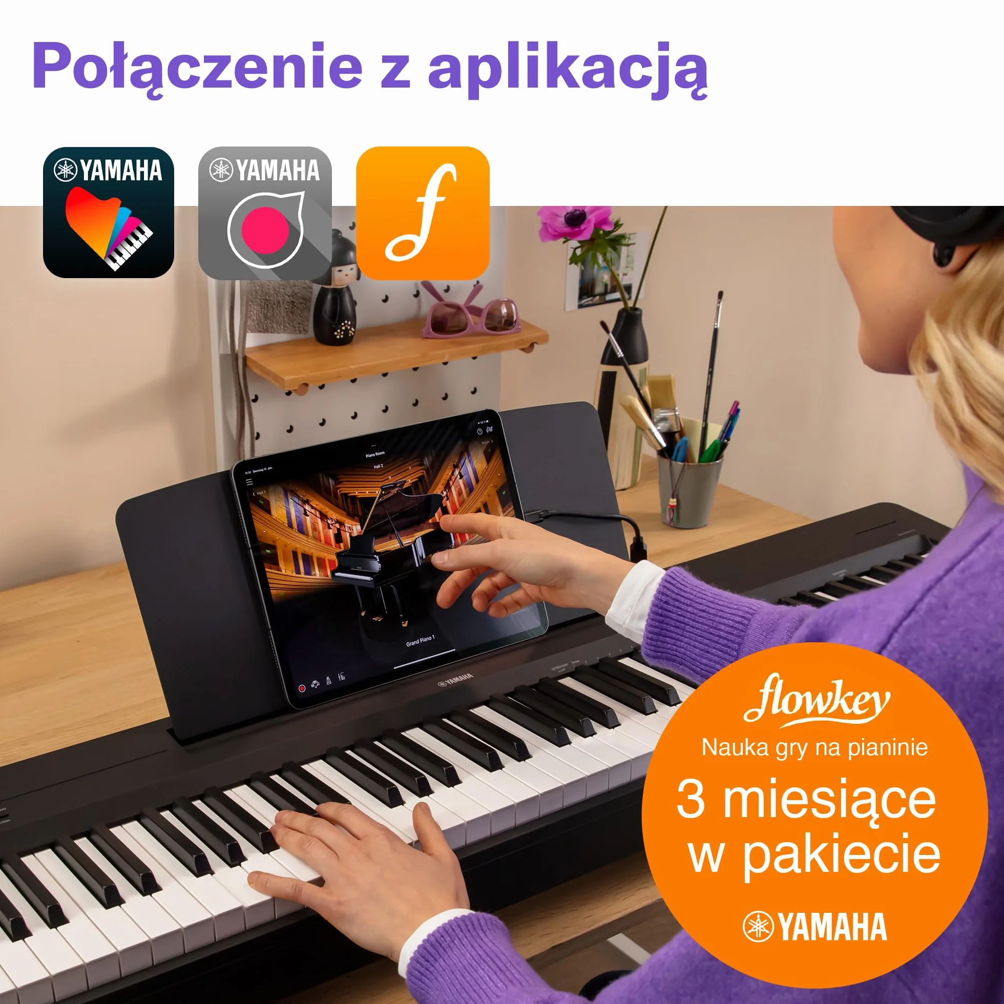 Yamaha P-145 Pianino Cyfrowe - Lekkie Pianino Cyfrowe z Klawiaturą Graded Hammer Compact z 88 Klawiszami i 10 Brzmieniami Instrumentalnymi, dla Początkujących, Czarne