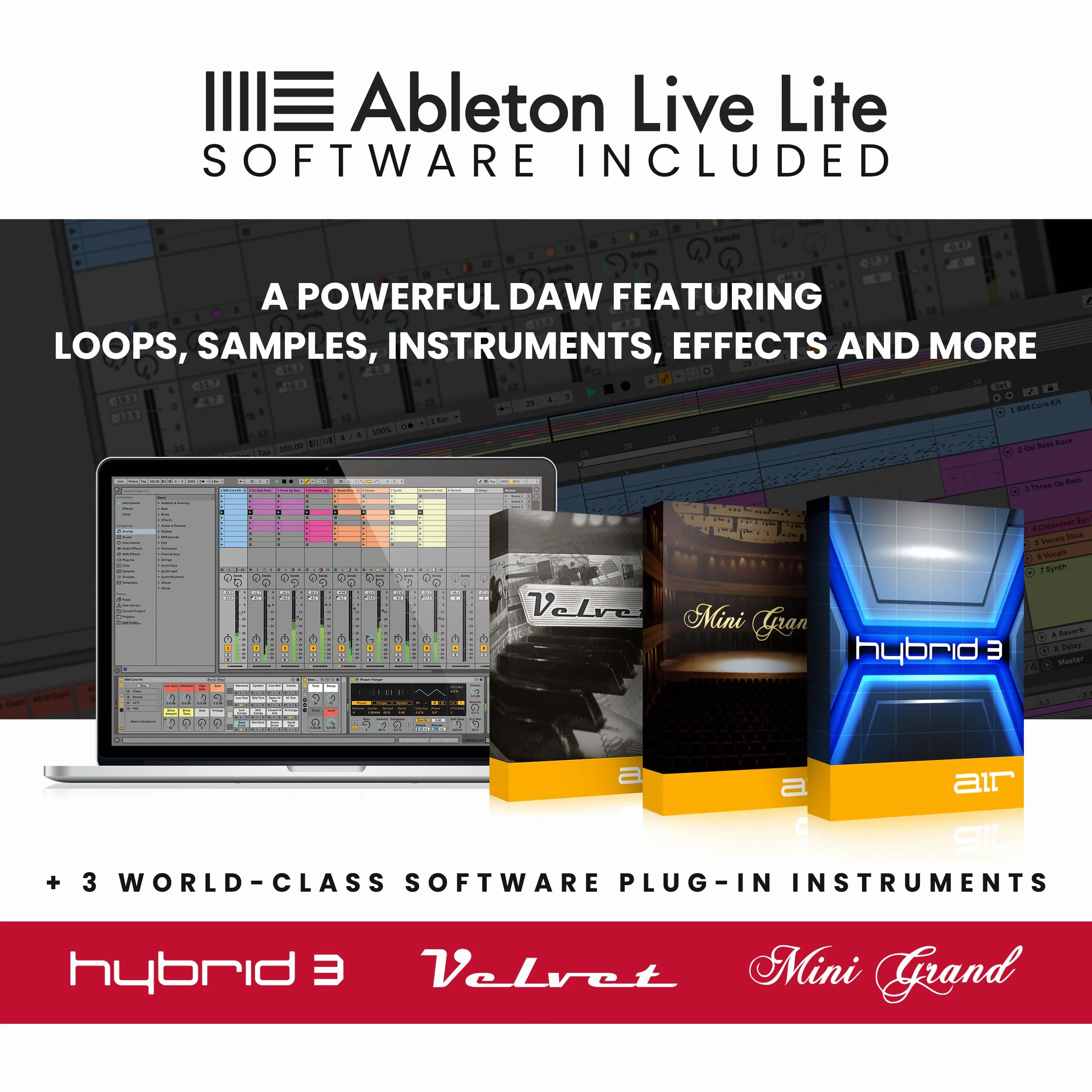Akai Professional APC40 MKII - Kontroler MIDI USB, mapowanie 1:1 z Ableton Live Lite, Matryca do Klipów 5x8, Pokrętła i Fader, Pakiet Oprogramowania