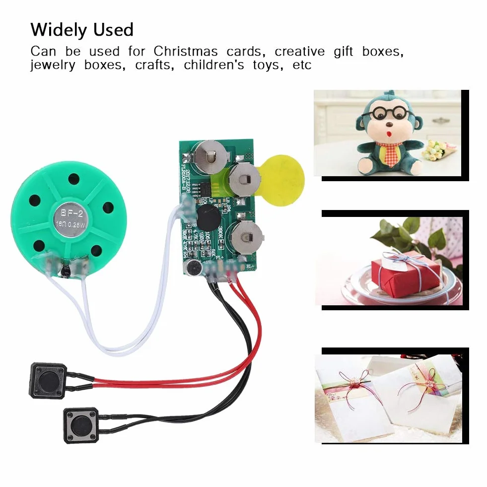 VBESTLIFE Chip z życzeniami, 4 minuty Moduł nagrywanego głosu Audio Chip dla majsterkowiczów Homemade Greeting Cards, pudełka, zaproszenia