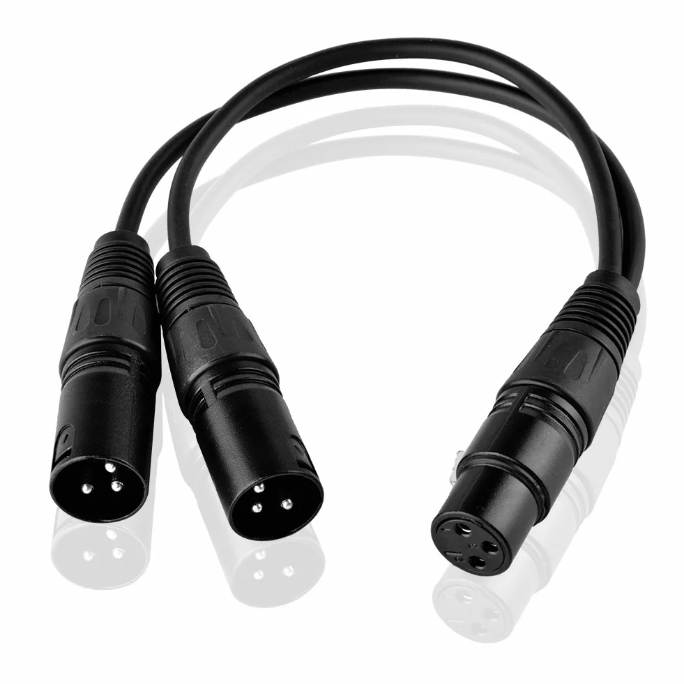 0.3M XLR męski/żeński do XLR żeński/męski kabel mikrofonowy 3 'Pro kabel Splitter serii Y-Cable (XLR(F) - (M) x 2, czarny)