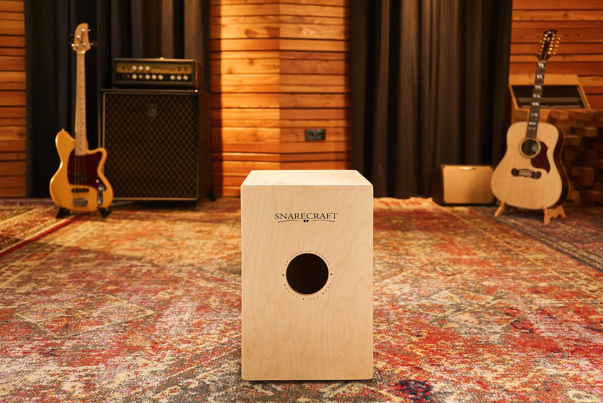 Meinl Percussion Snarecraft Cajon Instrument – Kompaktowy Cajon z Dwoma Sprężynami Werblowymi – Panel Przedni Burl Wood (SC80BW)