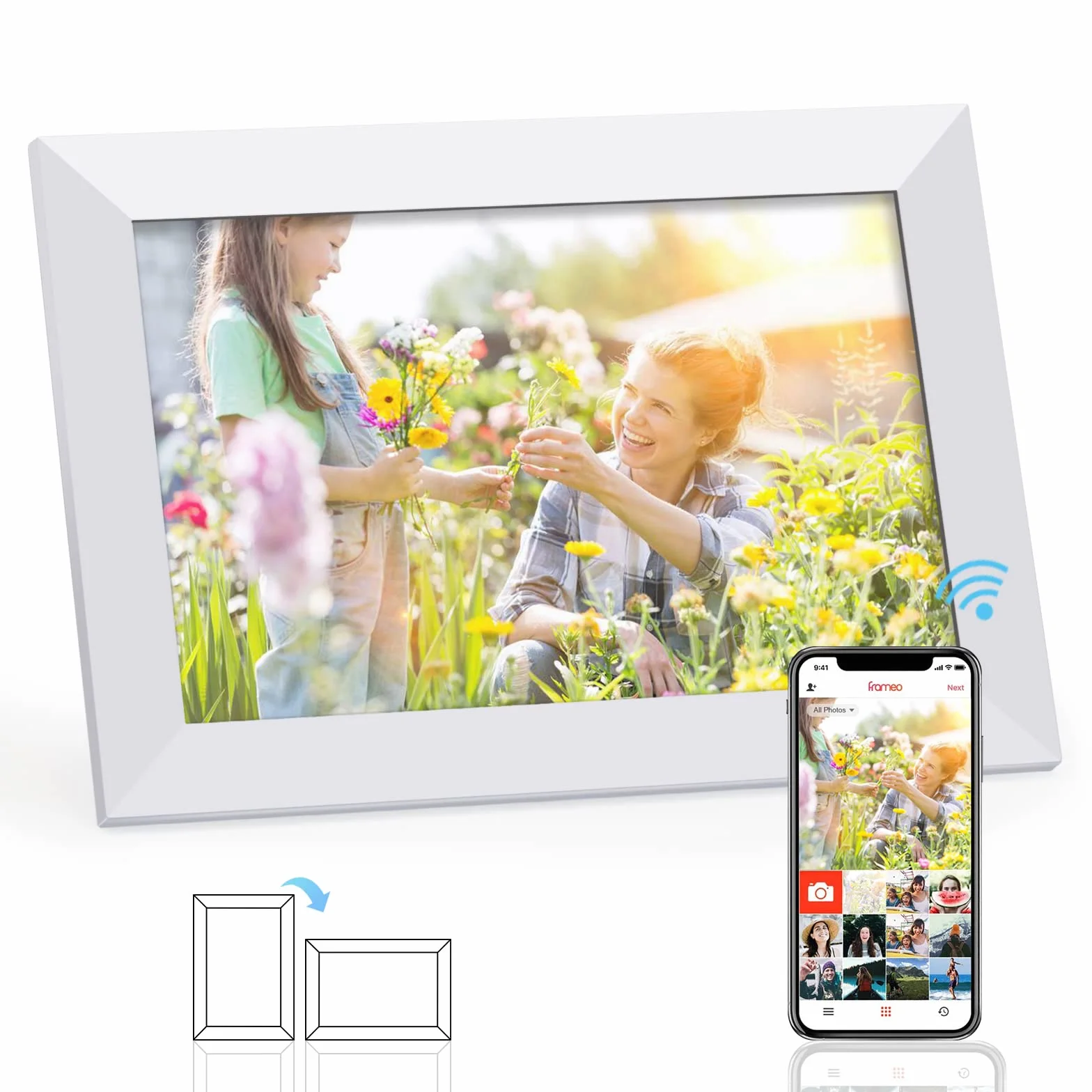 Cyfrowa ramka na zdjęcia WiFi, cyfrowa ramka na zdjęcia 10 cali z pamięcią 16 GB, ekran IPS HD 1280 x 800, automatyczne obracanie, elektroniczna ramka na zdjęcia, podgląd obrazu, natychmiastowe