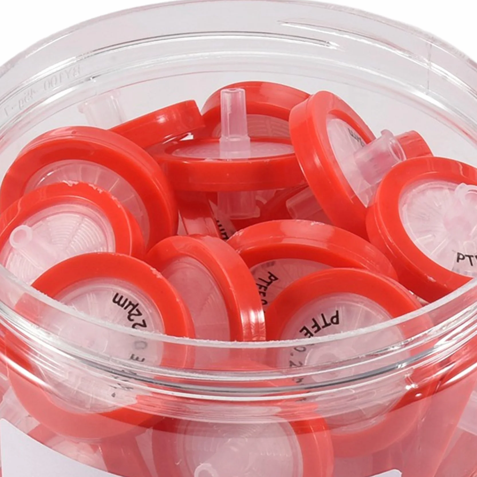 100 sztuk strzykawka z filtrem PTFE, strzykawka laboratoryjna filtr 25 mm średnica membrany, rozmiar porów 0,22μM, HPLC