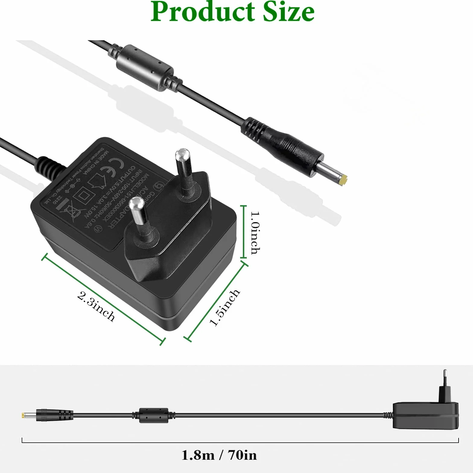 5 V kabel zasilający do gramofonu Crosley, kompatybilny z przenośnym gramofonem Crosley Cruiser Plus CR8005F-GA CR8005F-WO CR8005D-TU CR8005D-BL CR8005D-WS CR8005D-TW