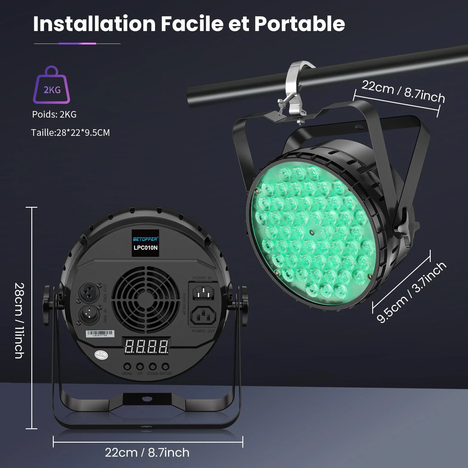 BETOPPER Stage Lights stroboskopowe oświetlenie sceniczne LED, RGBW 4 w 1, DMX512, lekkie światło dyskotekowe, oświetlenie DJ na imprezę, wesele, do klubu, baru, pokazu, 4S