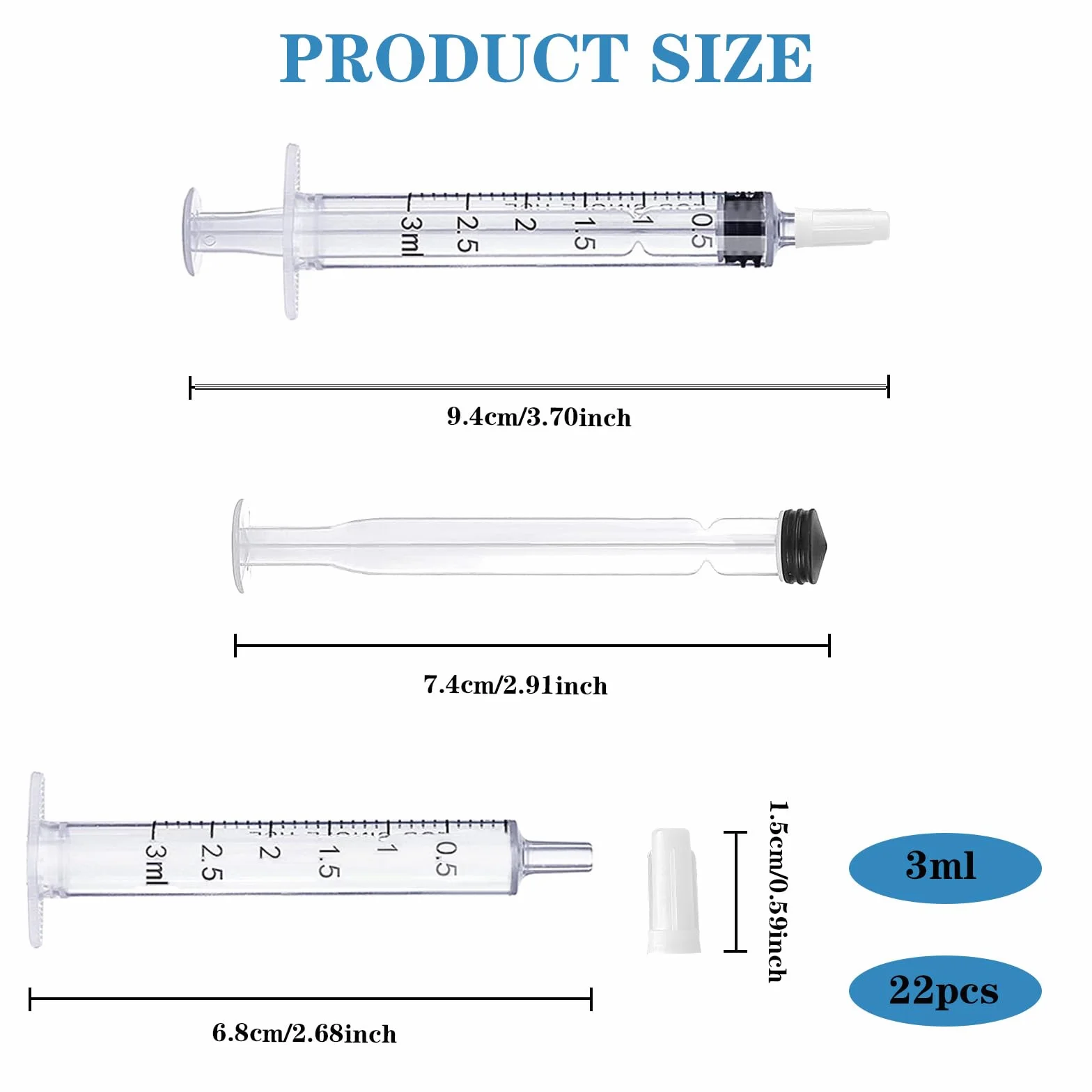 22 strzykawki 3 ml/5 ml, plastikowa strzykawka dozująca, wielokrotnego użytku, z tworzywa sztucznego, strzykawka z siarą, strzykawka pomiarowa, jednorazowa strzykawka do laboratoriów naukowych,