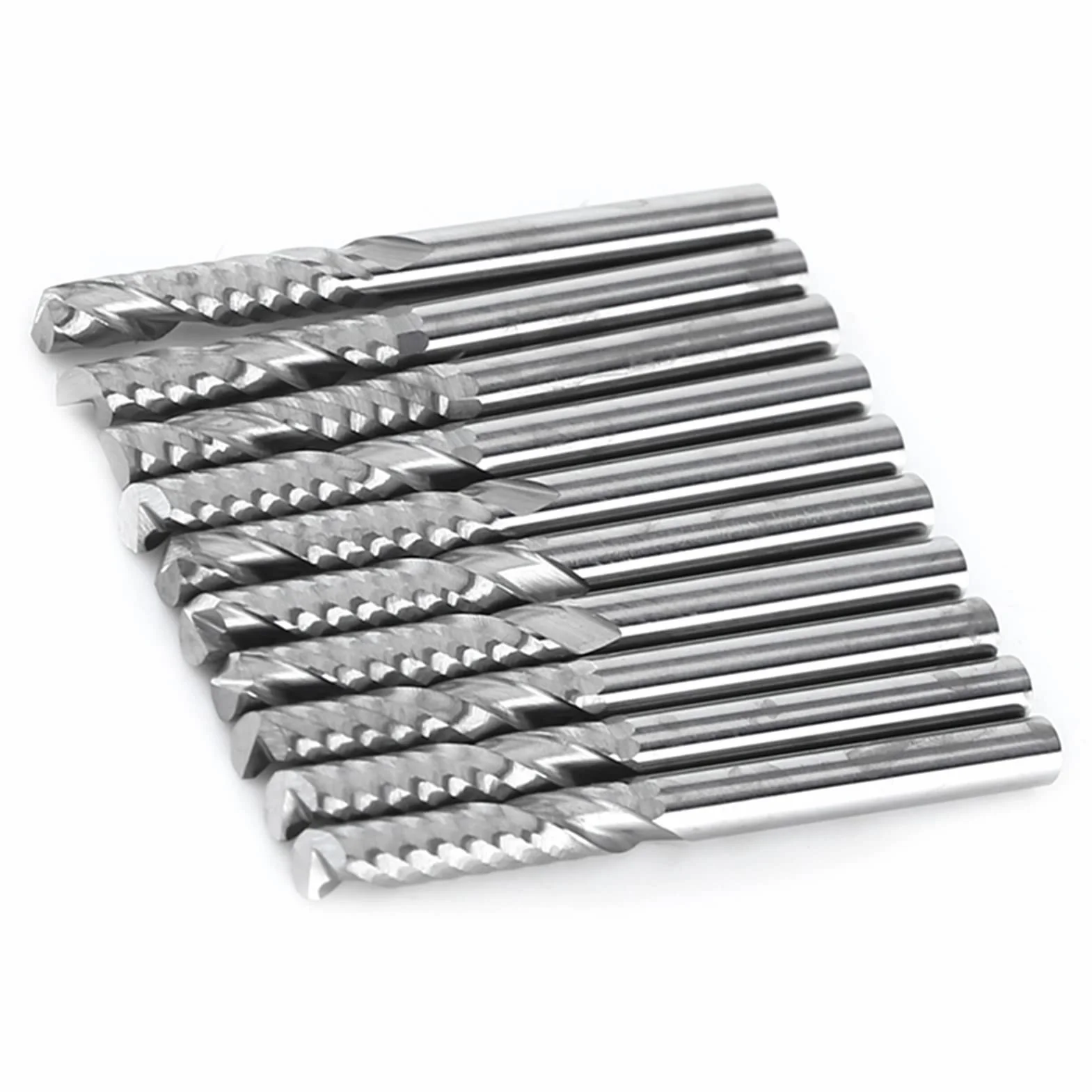 Wiertła do frezów, 10 szt. proste wiertła z chwytem frezy zestaw narzędzi CNC 3,175 mm średnica 22 mm długość do drewna stal aluminiowa