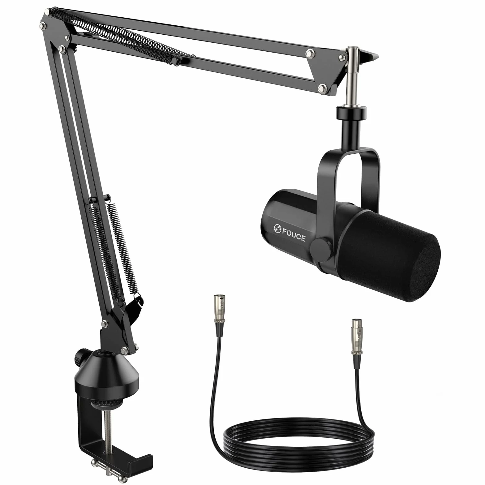 FDUCE SL40X XLR zestaw mikrofonów dynamicznych do nagrywania wokalu, podcastów, gier, transmisji na żywo i nadawania, całkowicie metalowy mikrofon kardioidalny, technologia izolacji głosu, czarny