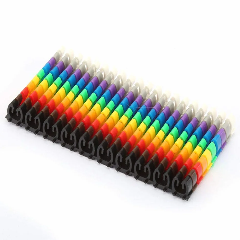 Kolorowe klipsy do opasek kablowych, cyfrowe cyfry 0-9", do rur, oznaczenia rury, markery kablowe (100 szt. -2,5 mm, 2,5 mm²)