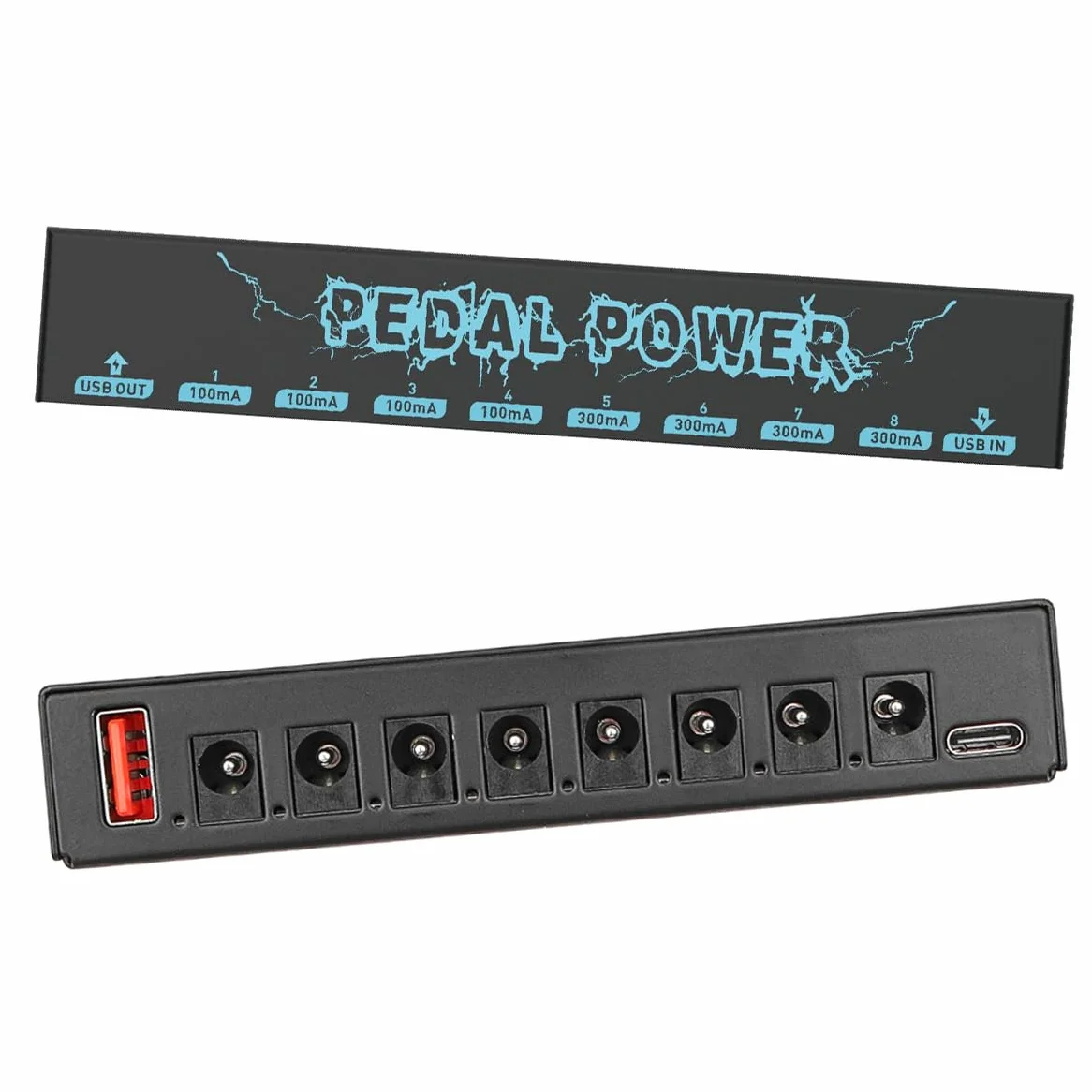 Sarini 8-kanałowy zasilacz do pedału gitarowego, 9 V, 100 mA/300 mA, obsługuje wejście USB