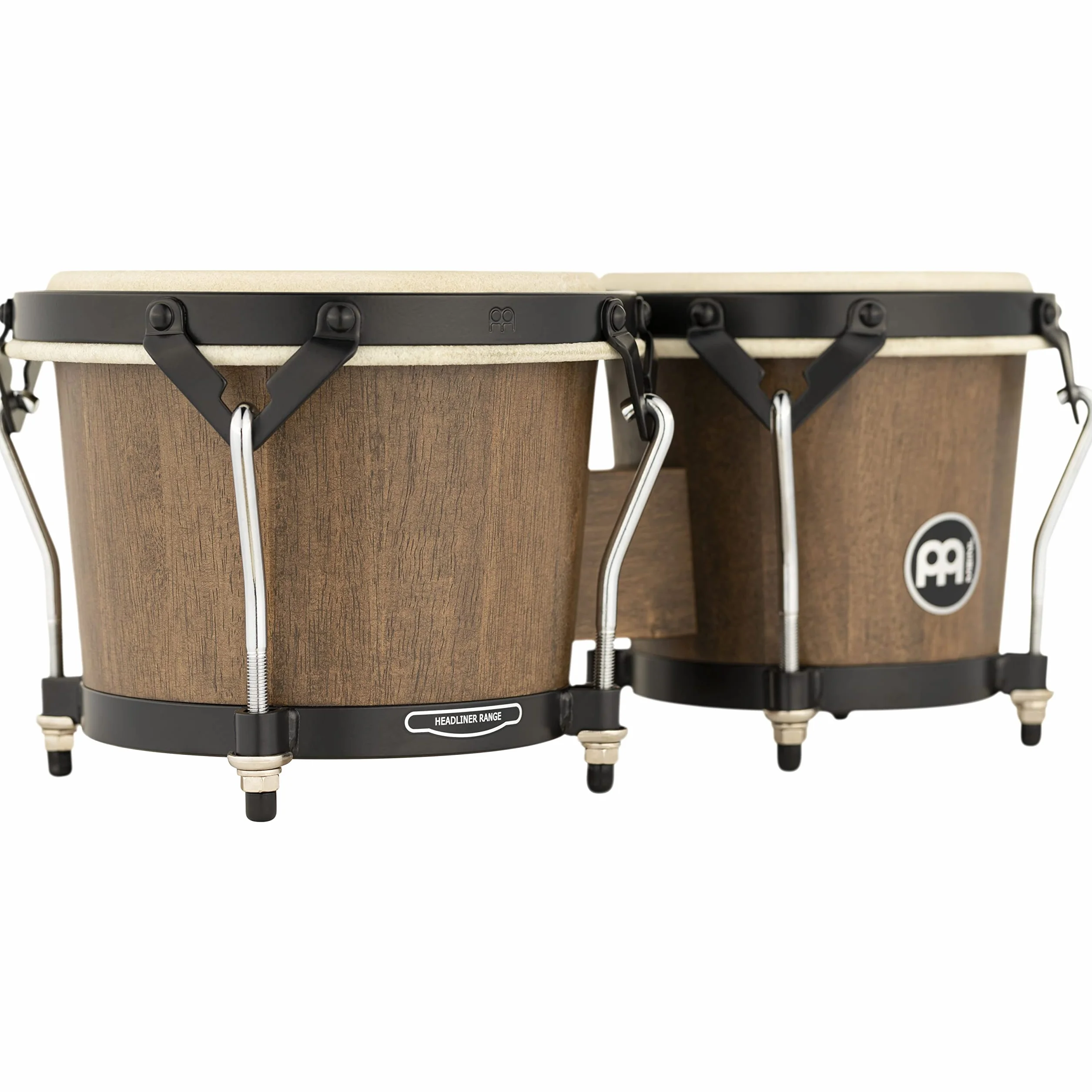 Meinl Percussion Bongos Headliner Wood – 2 Bongosy 6,75 i 8 cali – W Zestawie Klucz do Strojenia – Siam Oak, Kolor Brązowy (HTB100WB-M)