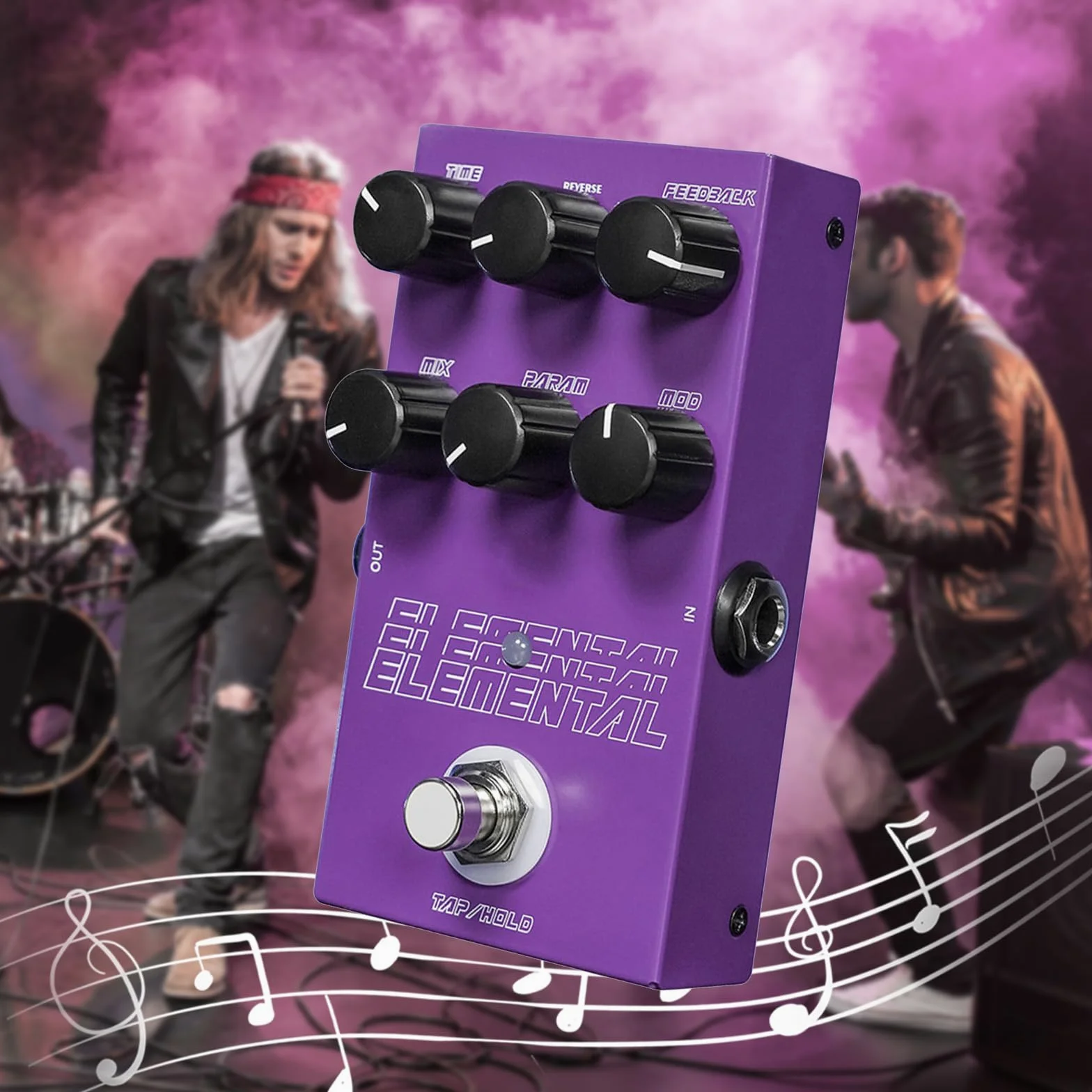 M-VAVE gitarowy Overdrive, efekt pedału opóźnienia DC9V/Typ-C 2 DELAY cyfrowy efekt gitarowy metody zasilania, kolor fioletowy